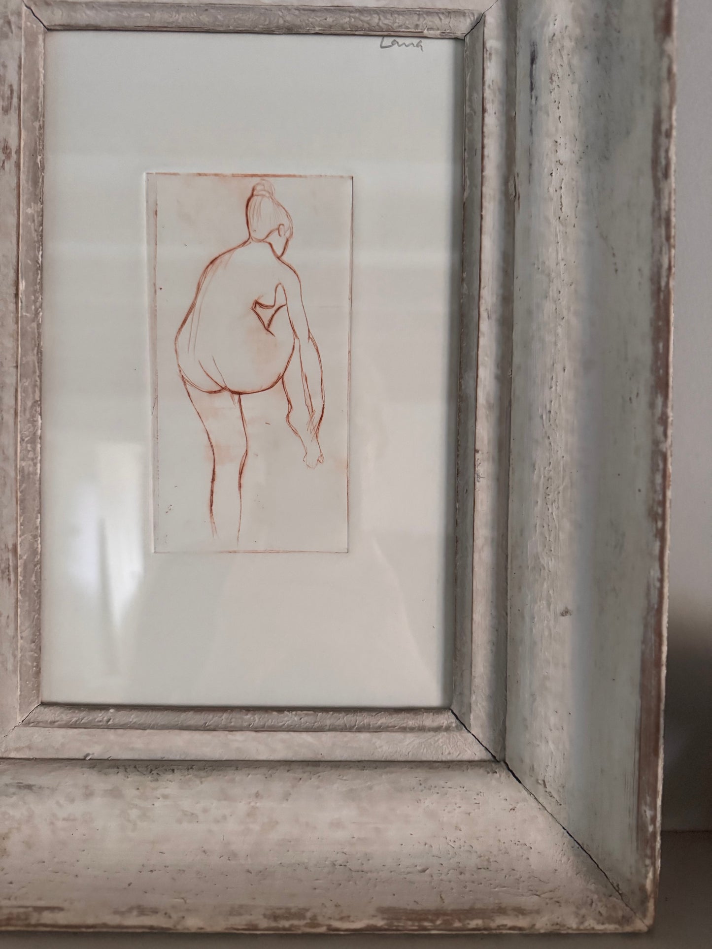 Nude Study Print In Vintage French Frame