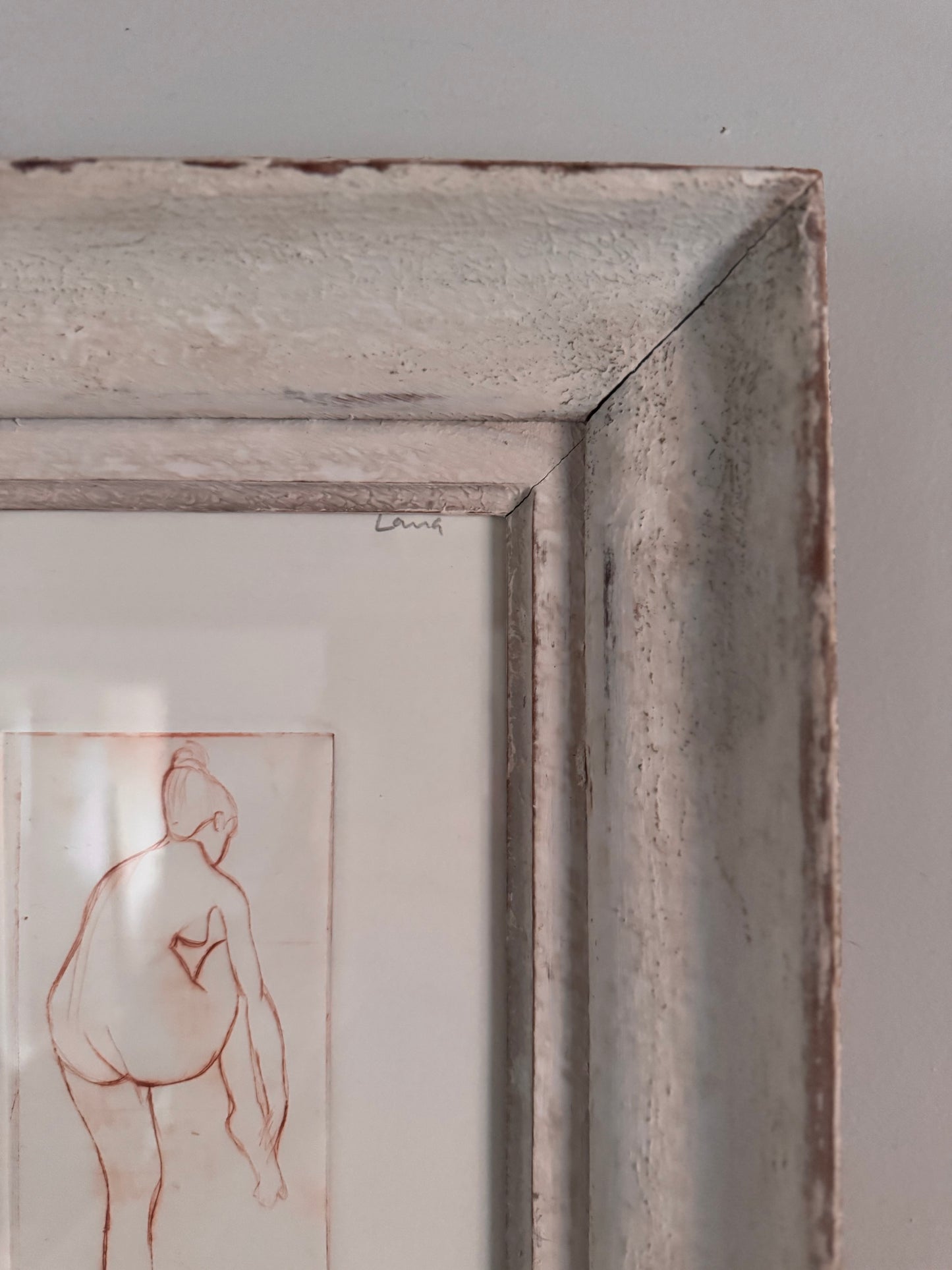 Nude Study Print In Vintage French Frame