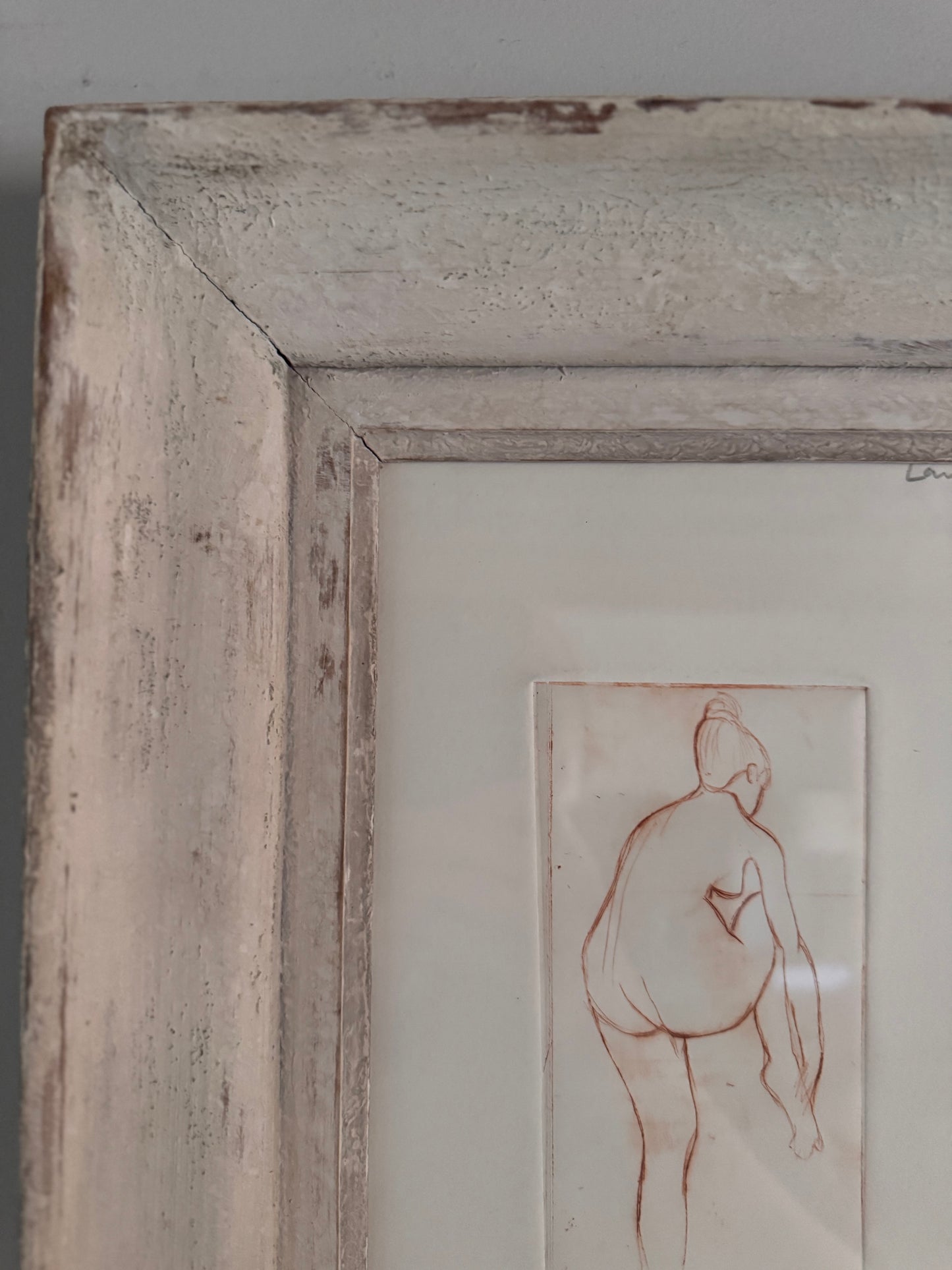 Nude Study Print In Vintage French Frame