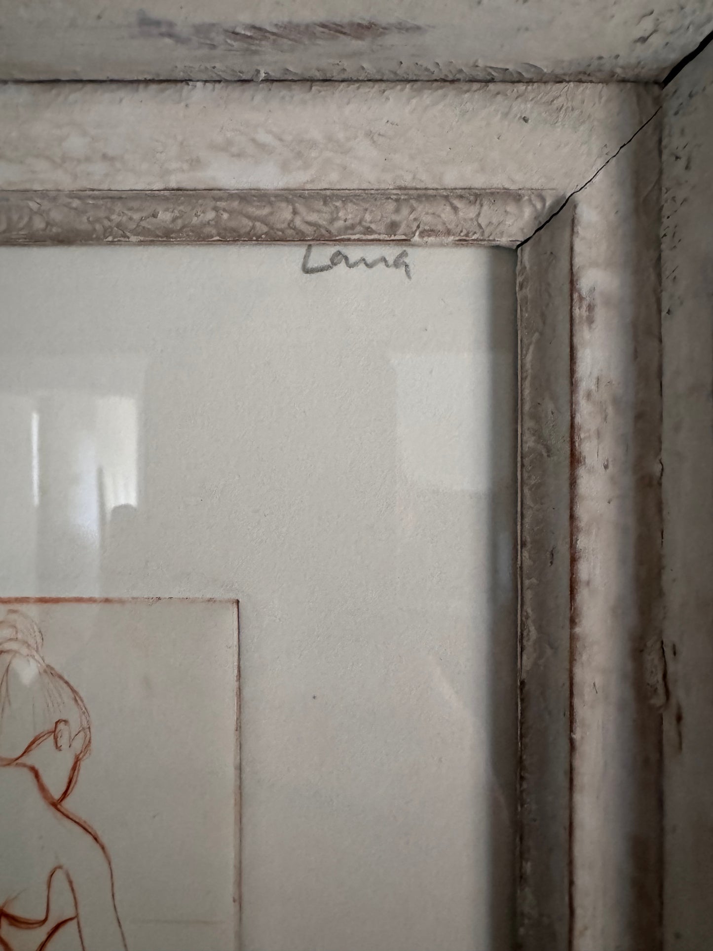 Nude Study Print In Vintage French Frame