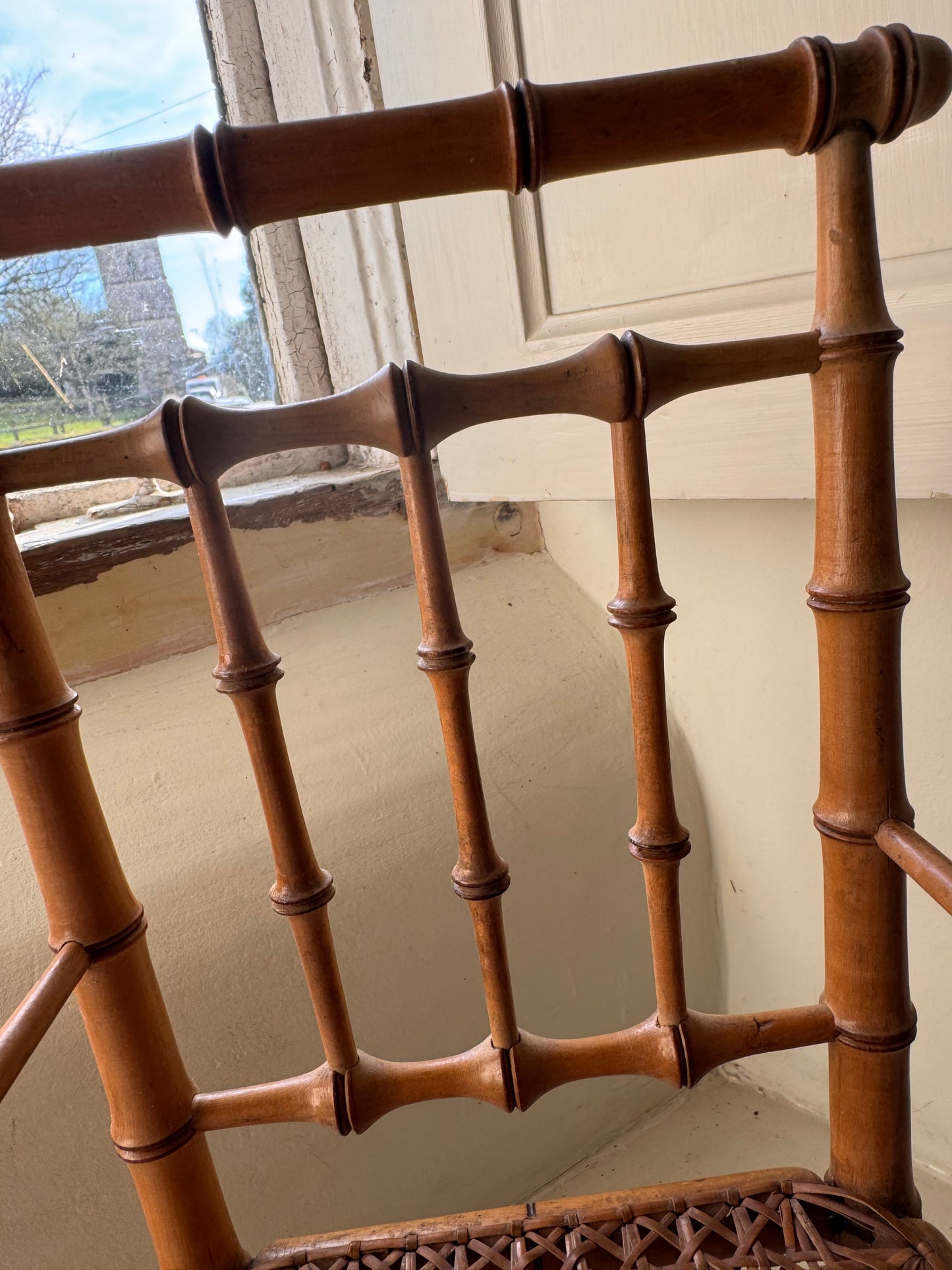 Antique French Faux Bamboo Dolls Chair