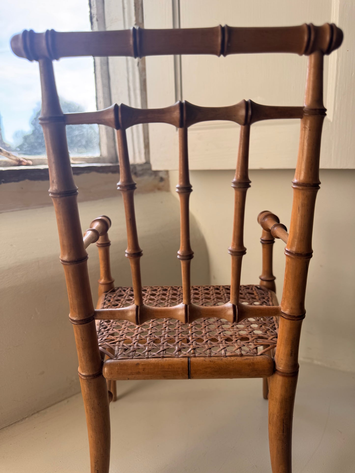 Antique French Faux Bamboo Dolls Chair