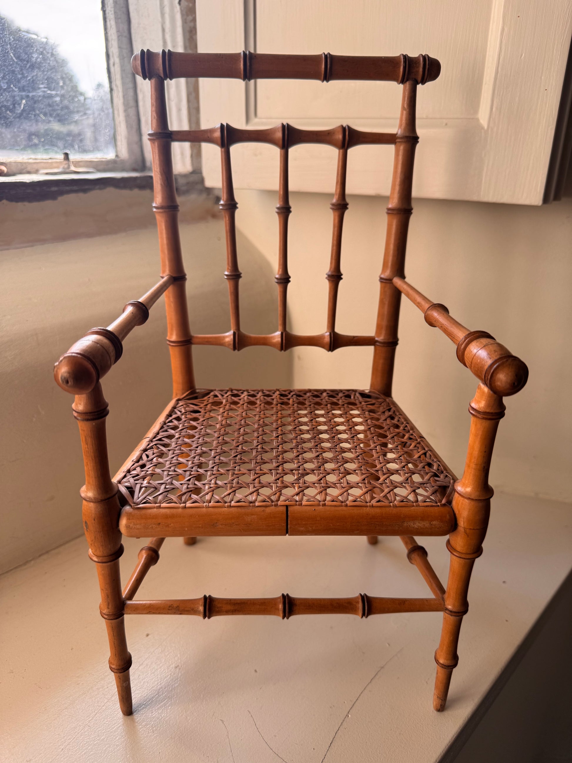 Antique French Faux Bamboo Dolls Chair