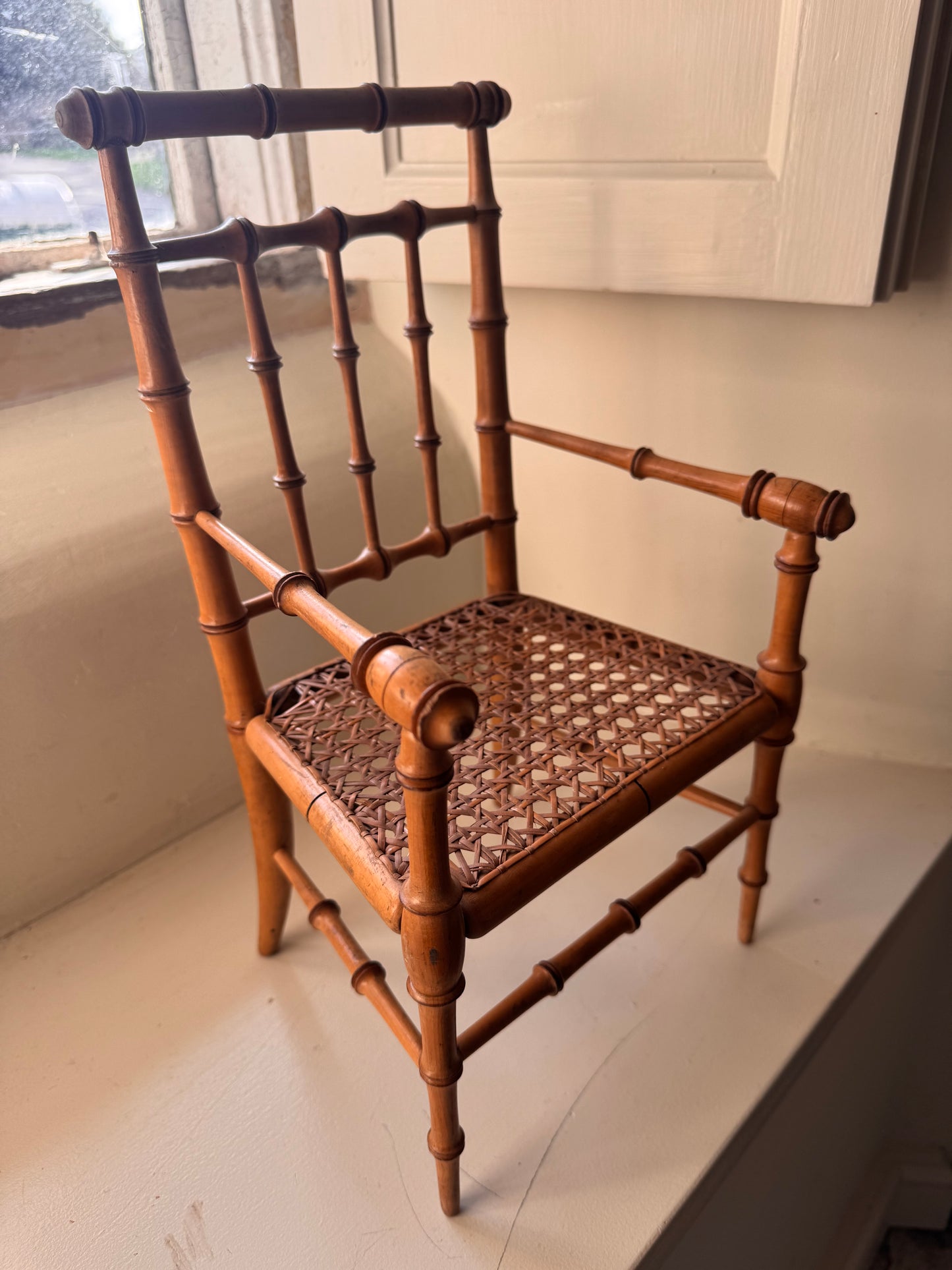 Antique French Faux Bamboo Dolls Chair