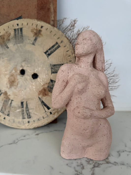 Vintage Plaster Sculpture Female Study Pink