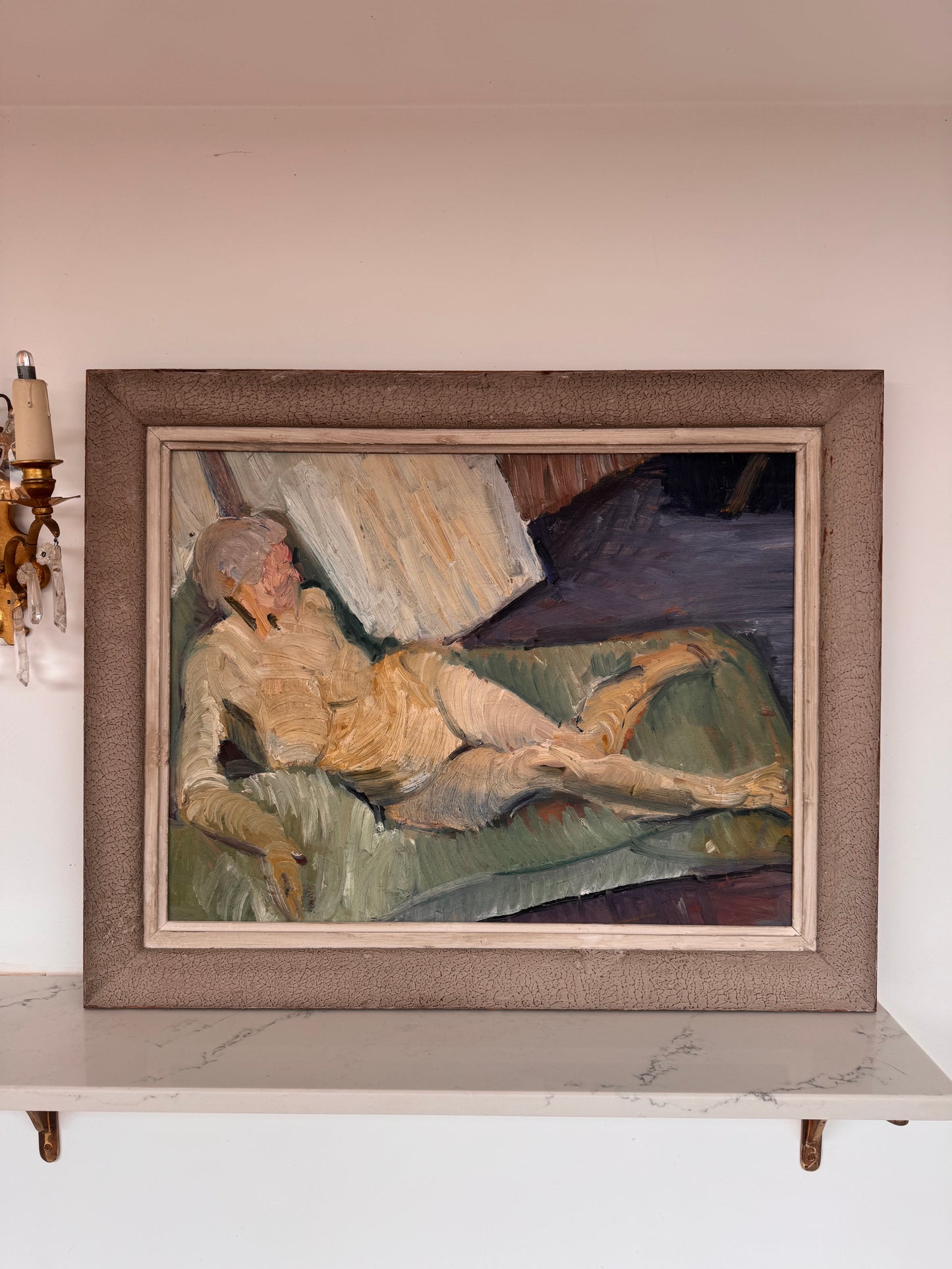 Beautiful Large Mid Century Impasto Nude on Board