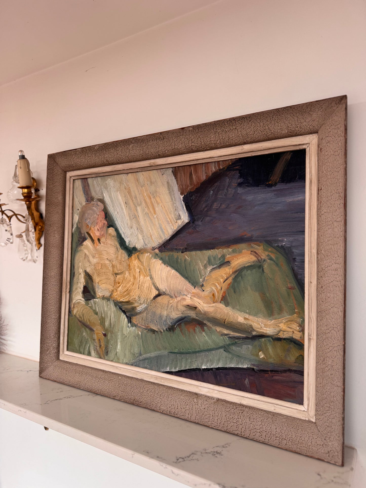 Beautiful Large Mid Century Impasto Nude on Board