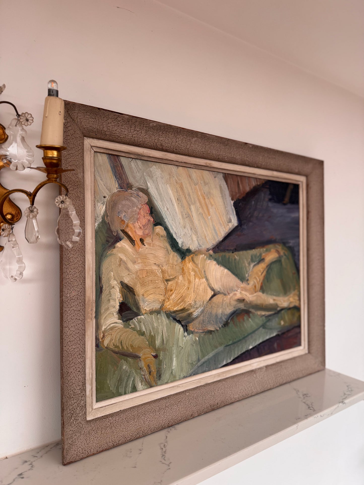 Beautiful Large Mid Century Impasto Nude on Board