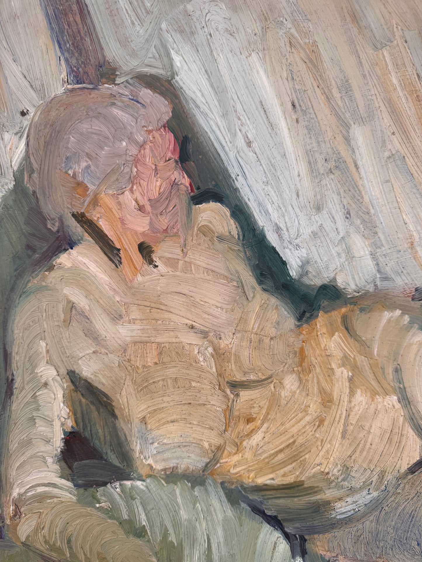 Beautiful Large Mid Century Impasto Nude on Board