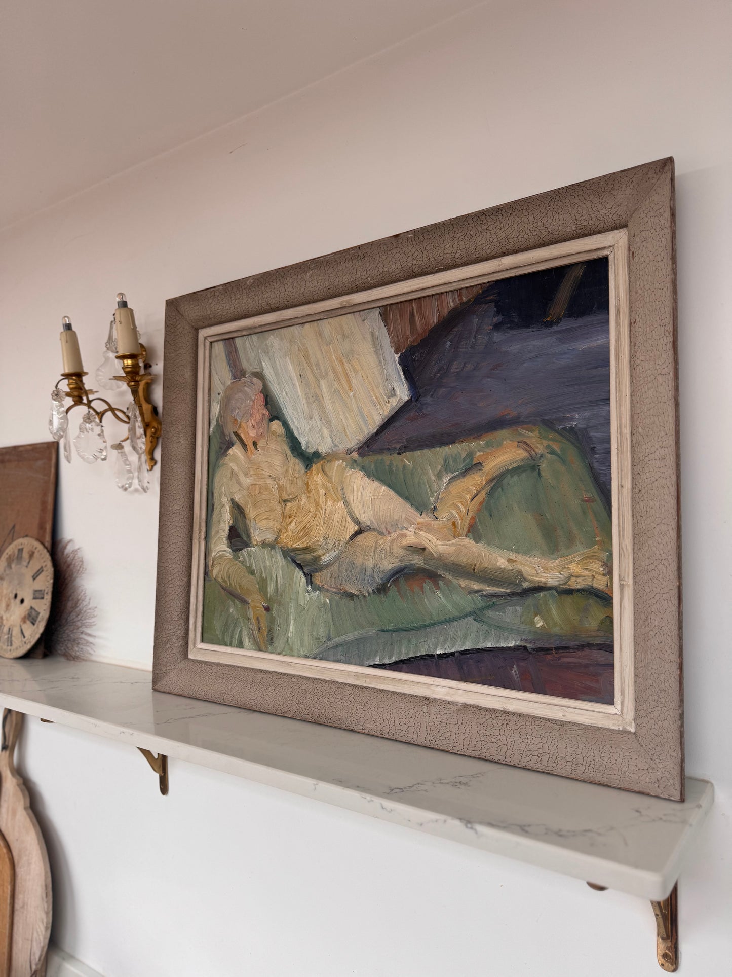 Beautiful Large Mid Century Impasto Nude on Board