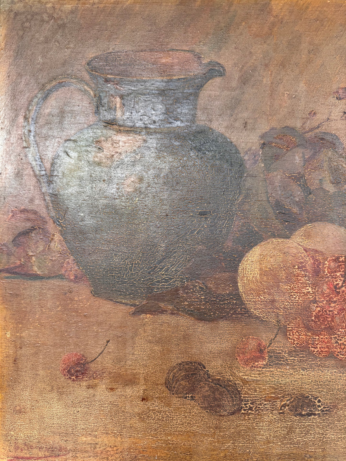 Framed French Still Life Oil On Board