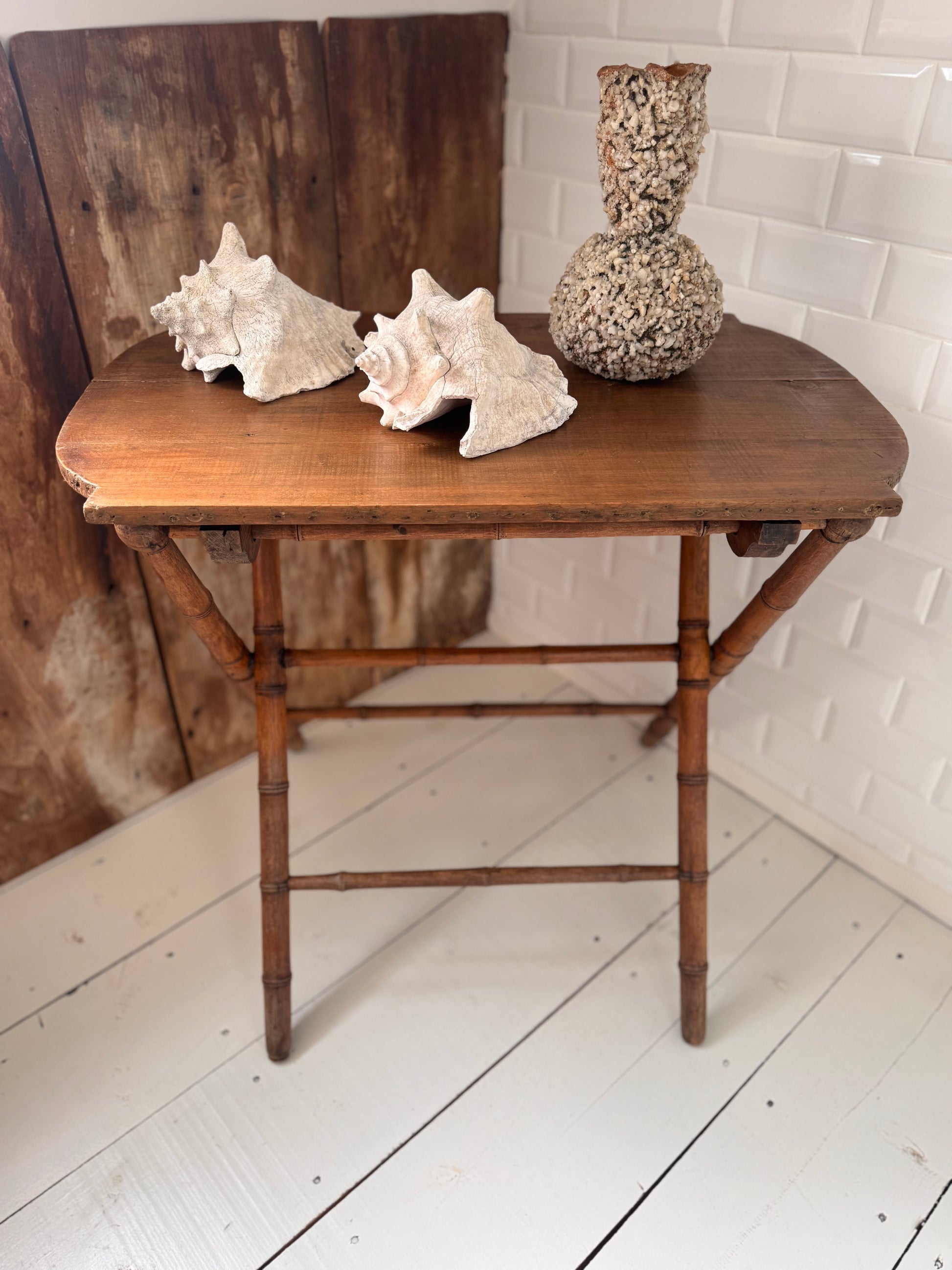 Antique French Faux Bamboo Folding Table