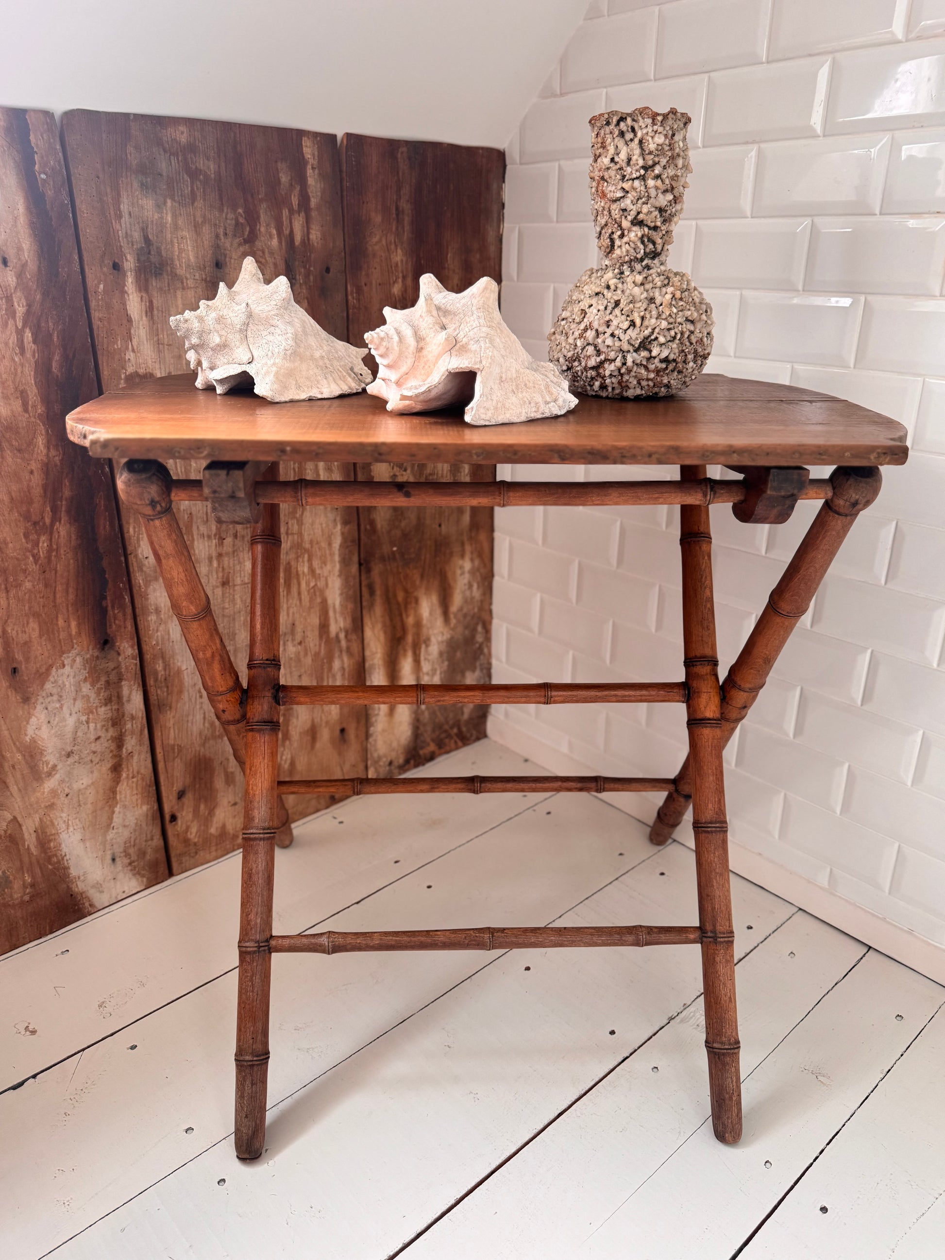 Antique French Faux Bamboo Folding Table