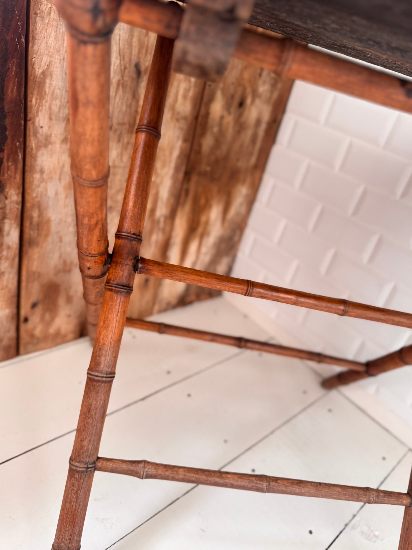 Antique French Faux Bamboo Folding Table