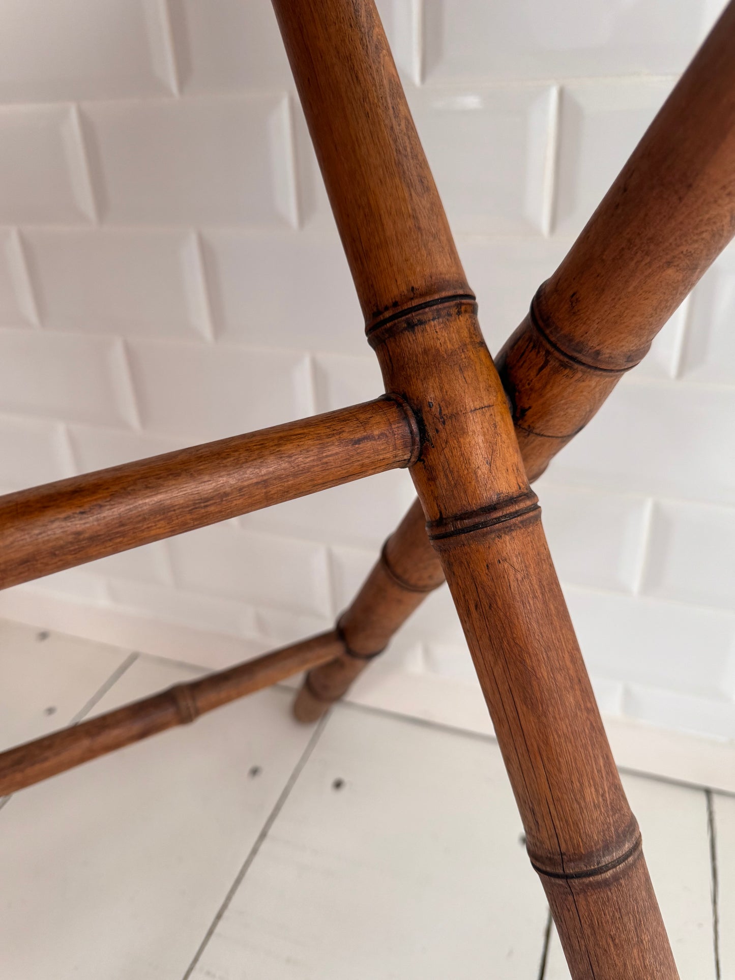 Antique French Faux Bamboo Folding Table