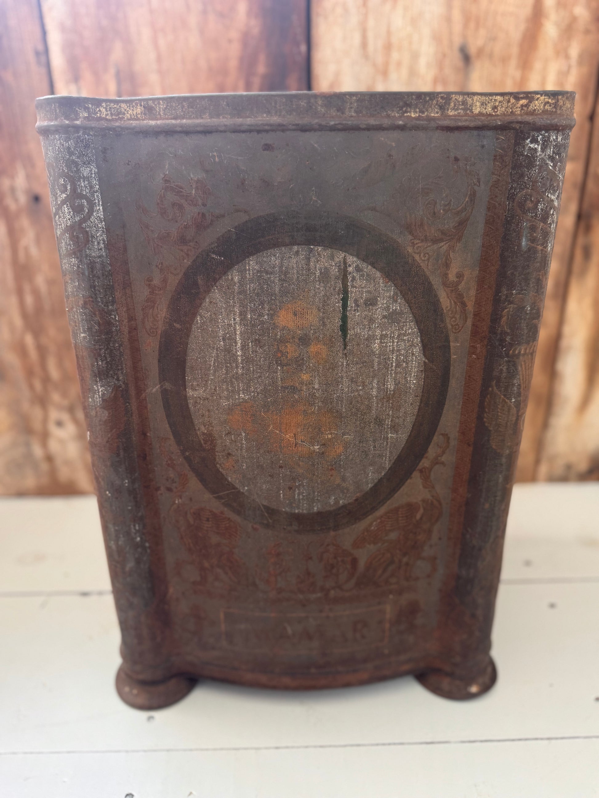 Antique Very Large Ornate Decorative Biscuit Tin