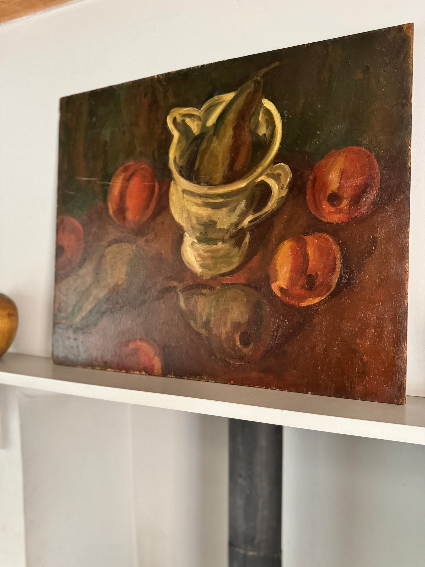 Mid Century British Still Life Oil On Wooden Board