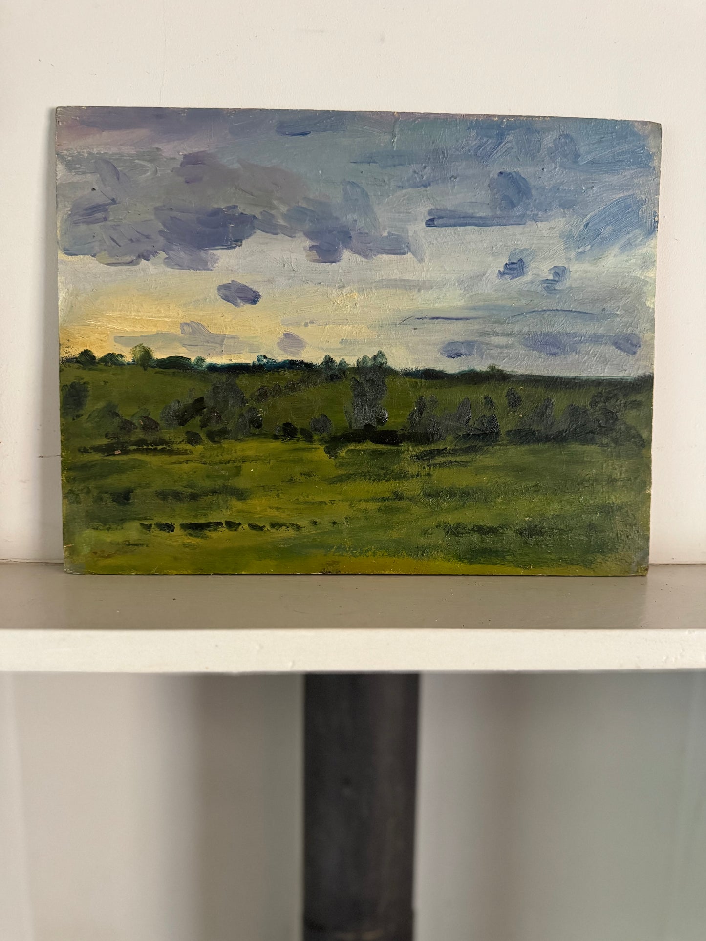 Mid Century British Landscape Oil On Wooden Board
