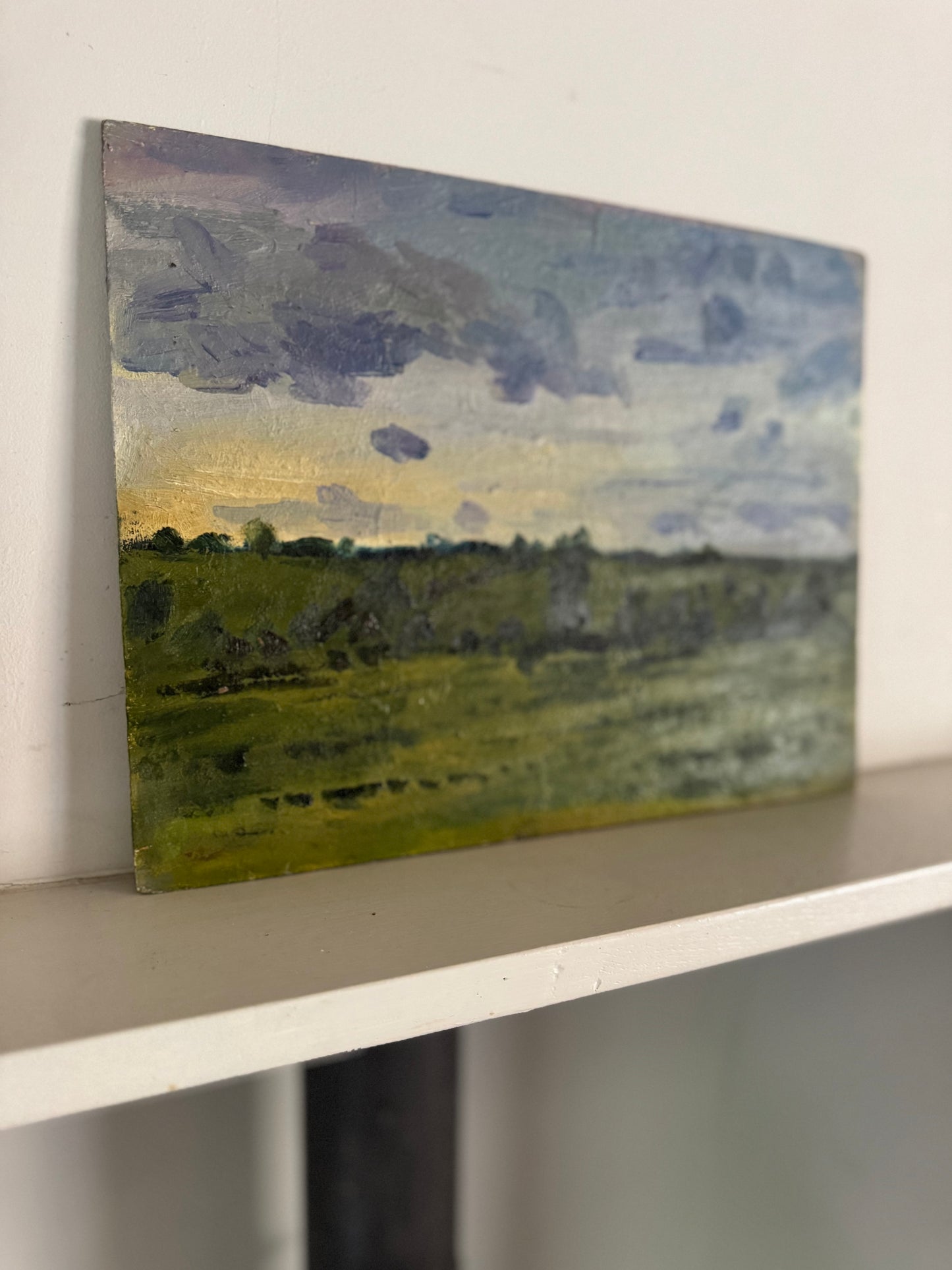 Mid Century British Landscape Oil On Wooden Board