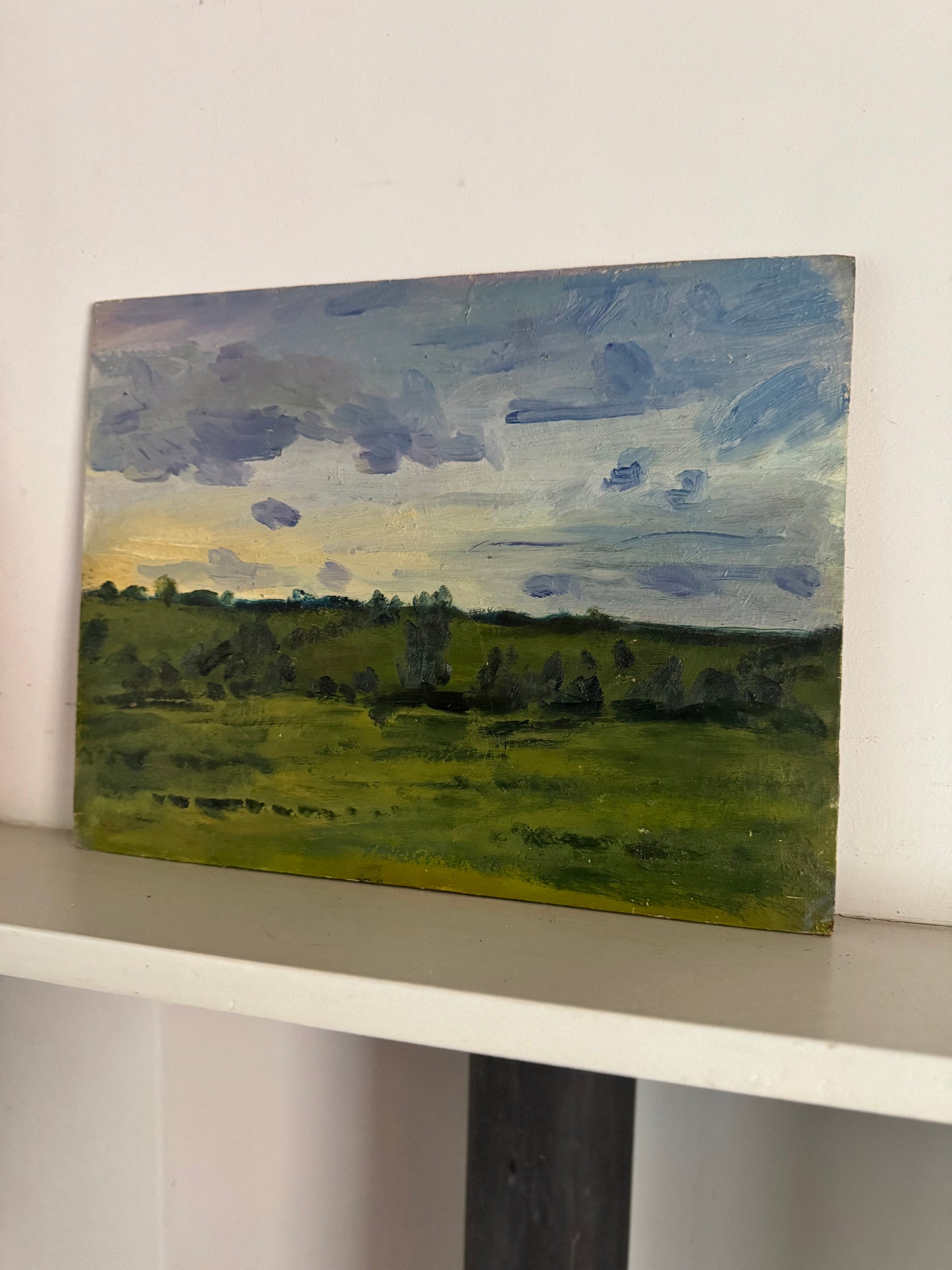Mid Century British Landscape Oil On Wooden Board