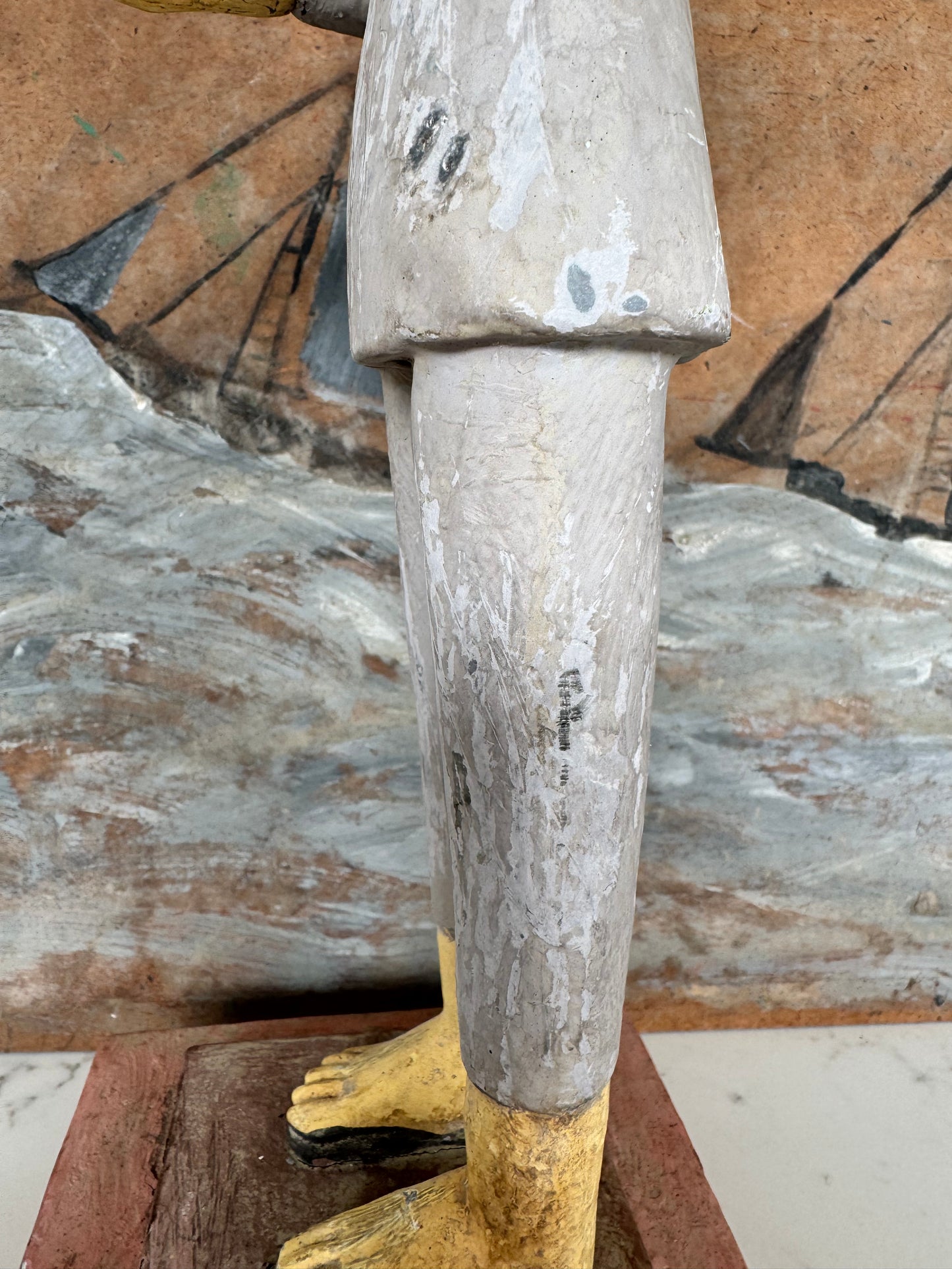 Antique Polychrome Religious Painted Santos Figure