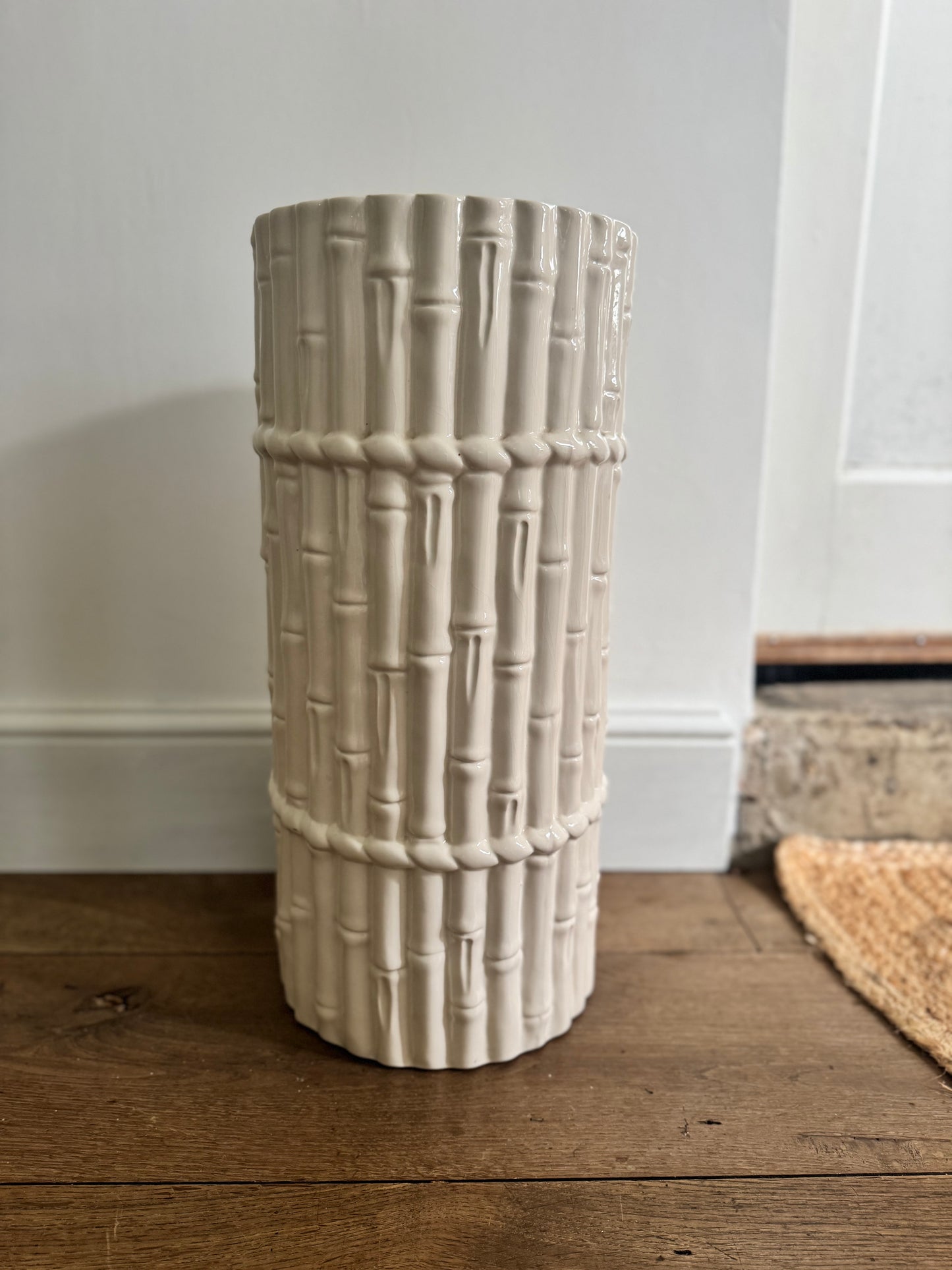 Vintage Faux Bamboo Ceramic Umbrella Stand