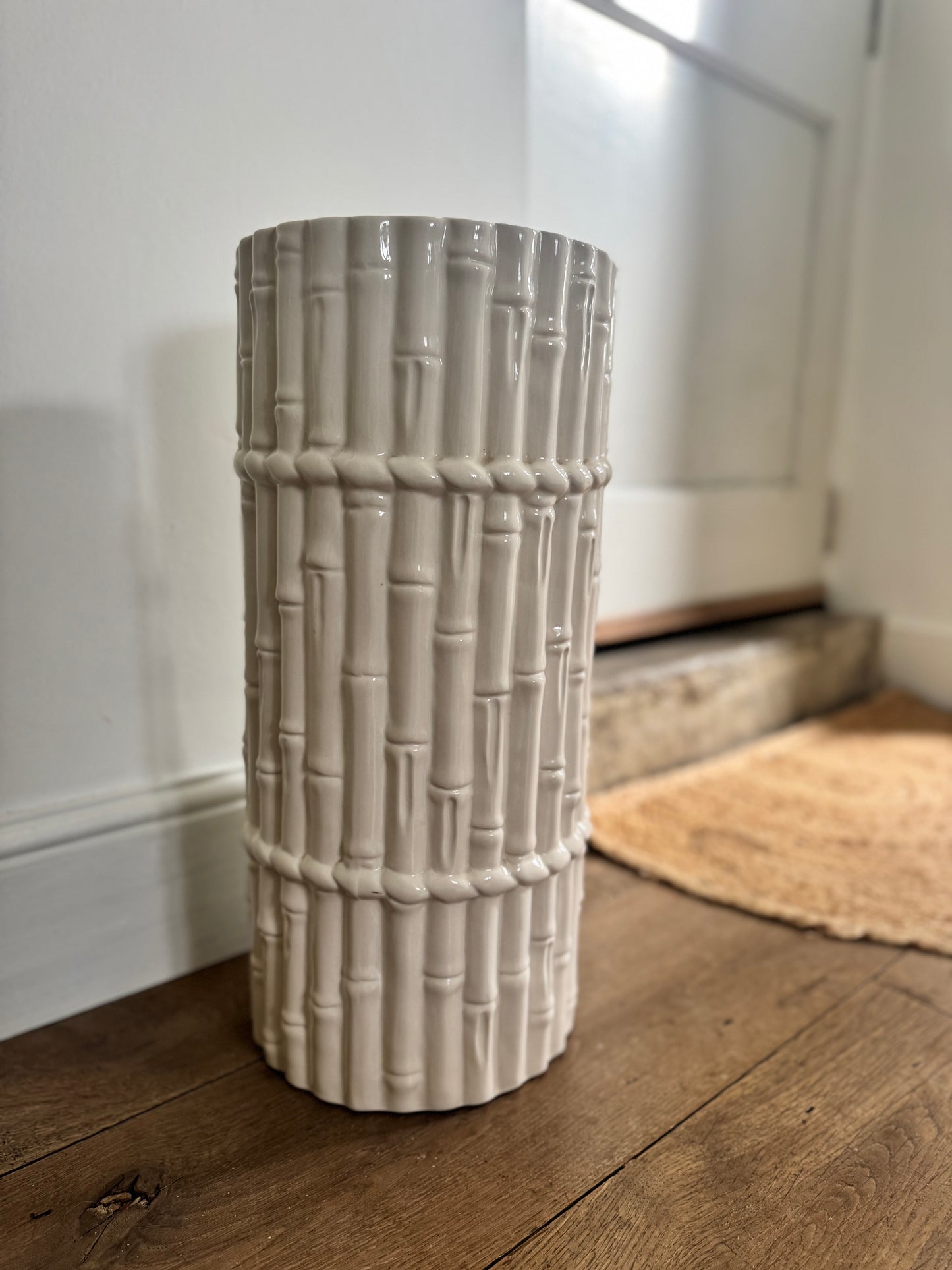 Vintage Faux Bamboo Ceramic Umbrella Stand