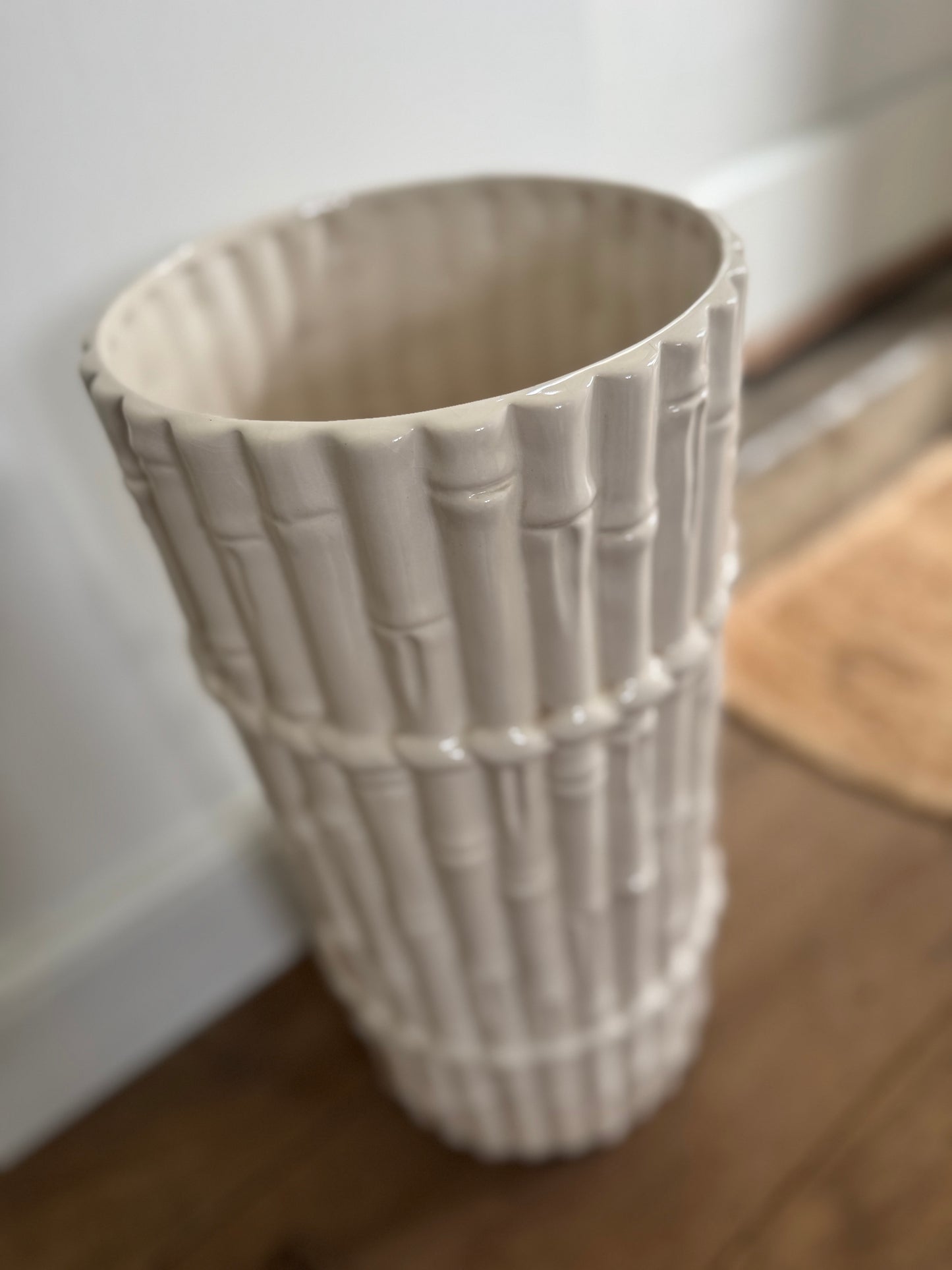 Vintage Faux Bamboo Ceramic Umbrella Stand