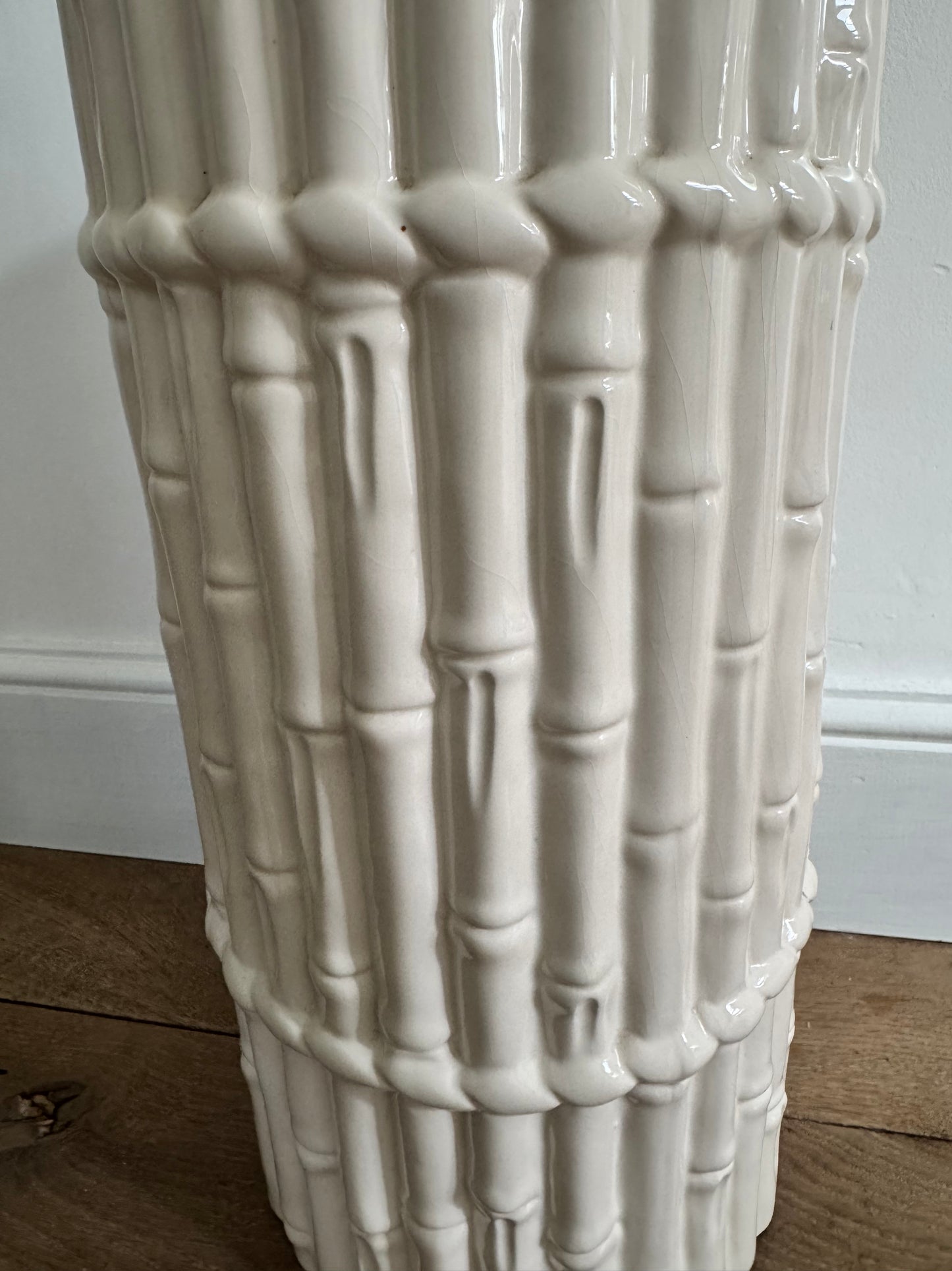 Vintage Faux Bamboo Ceramic Umbrella Stand