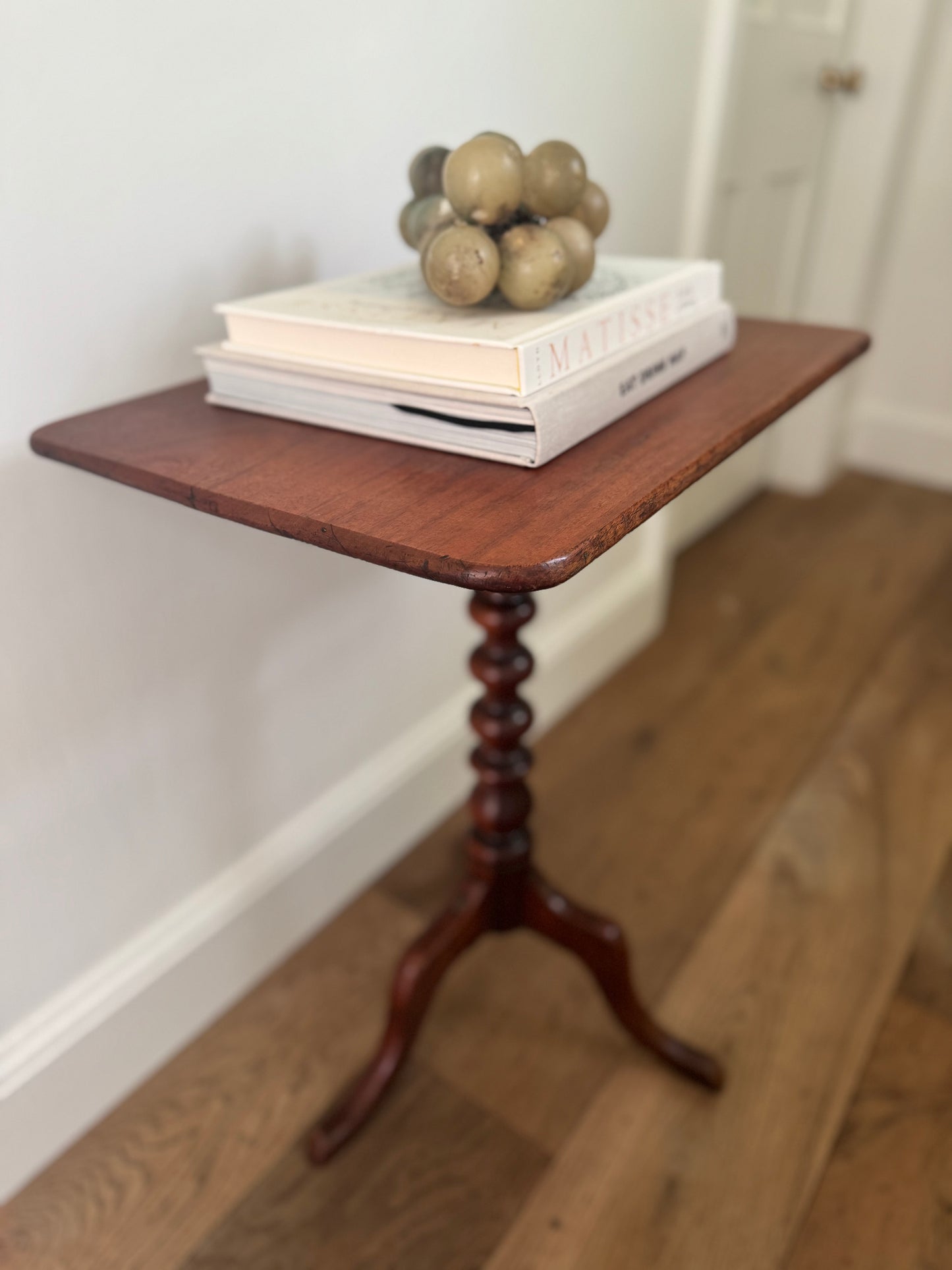 Antique Bobbin Tilt Top Mahogany Side Table