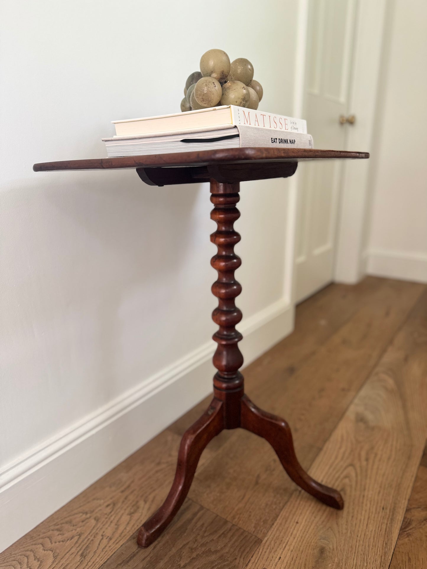 Antique Bobbin Tilt Top Mahogany Side Table
