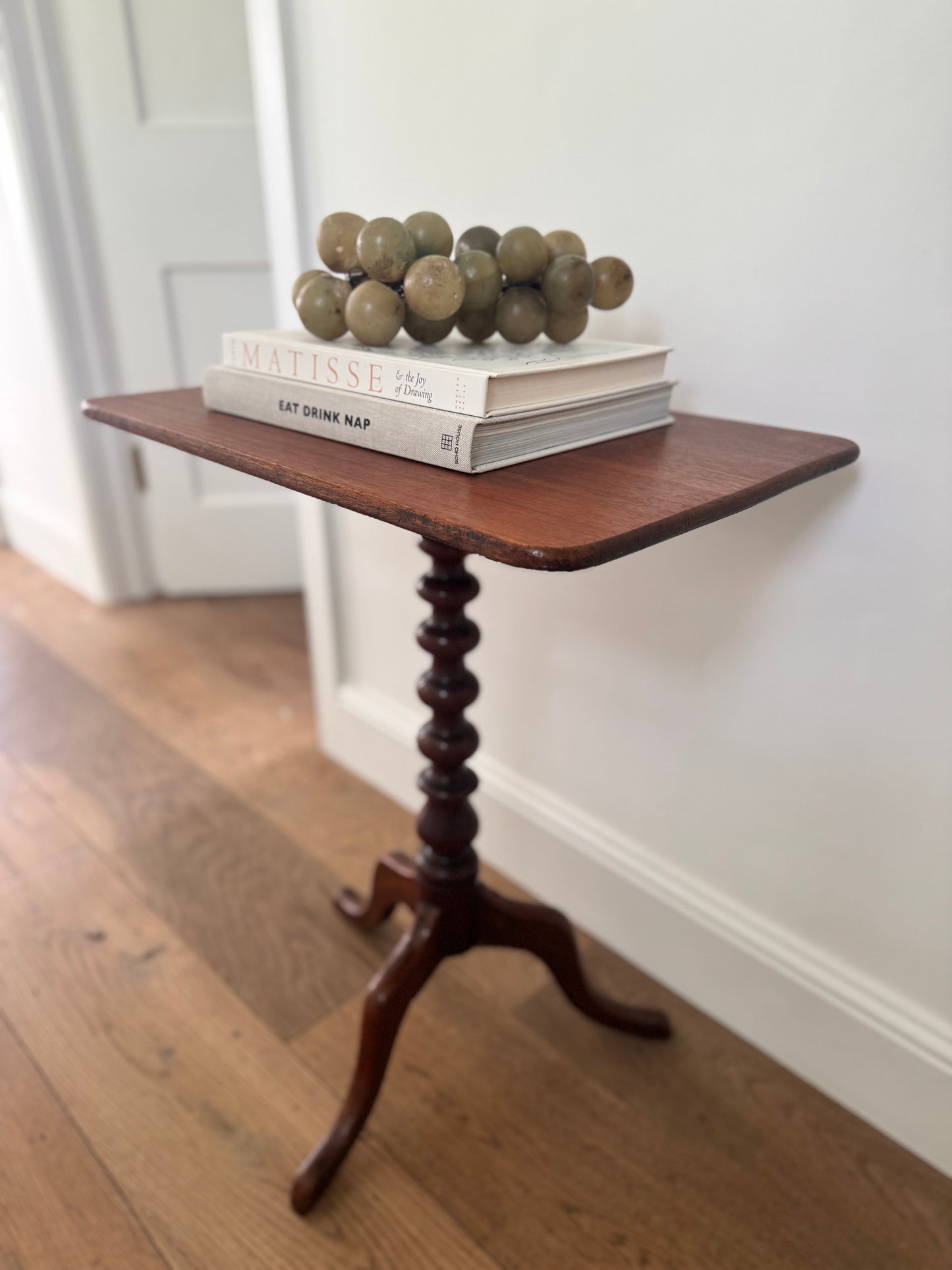 Antique Bobbin Tilt Top Mahogany Side Table
