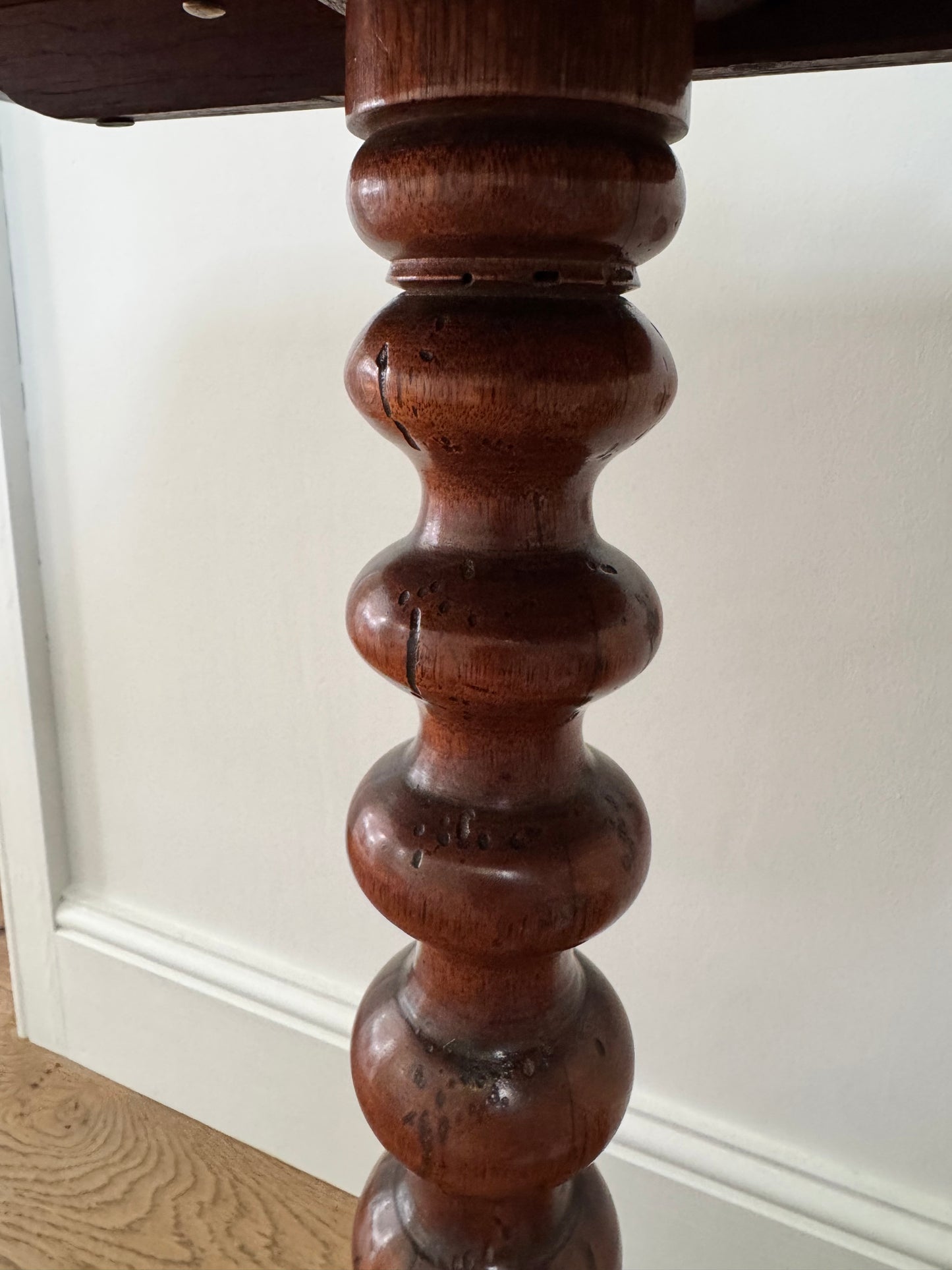 Antique Bobbin Tilt Top Mahogany Side Table