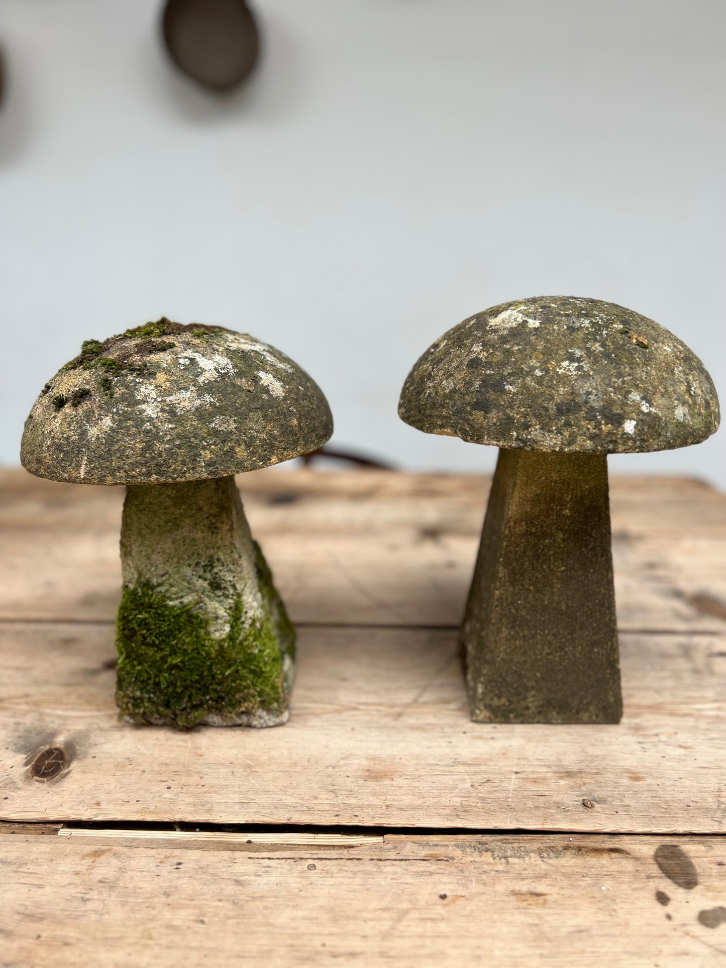 Pair of Vintage Sandstone Mushroom Sculptures