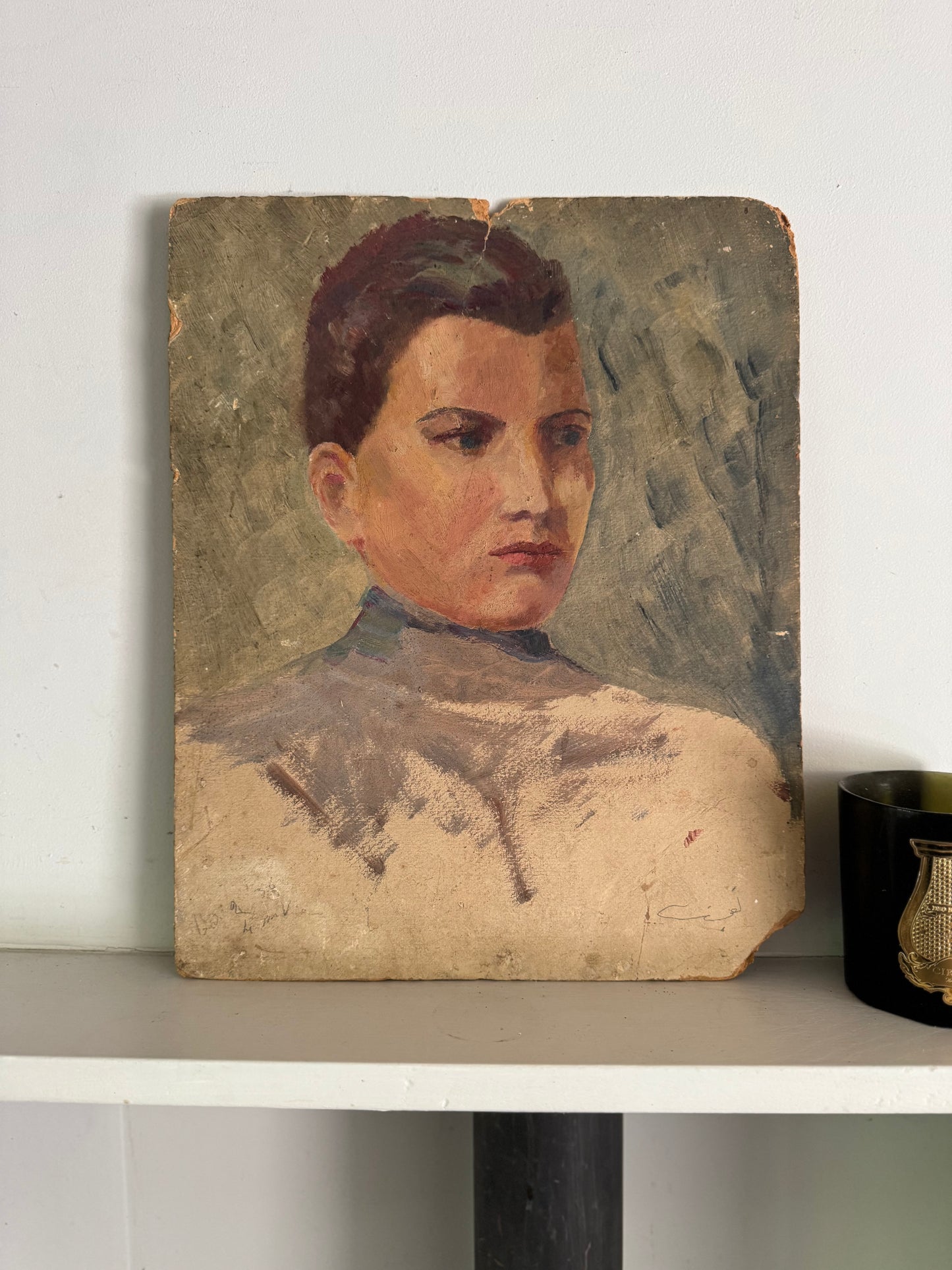 Vintage French Portrait On Board