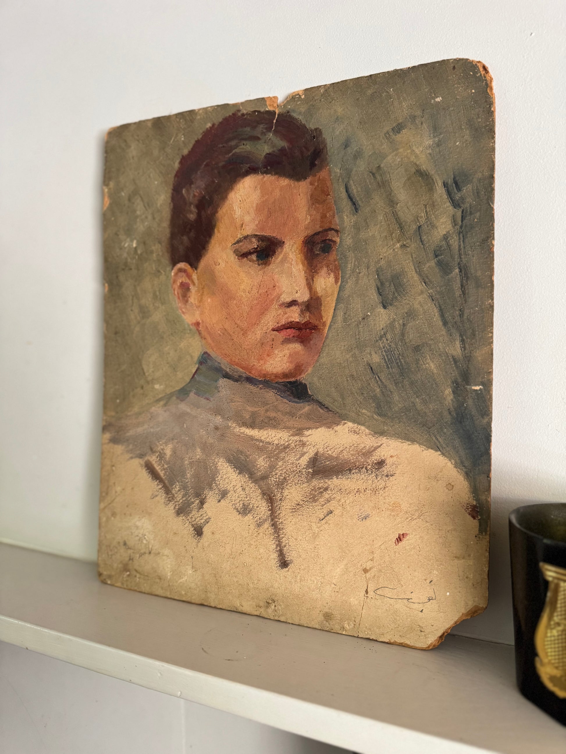 Vintage French Portrait On Board