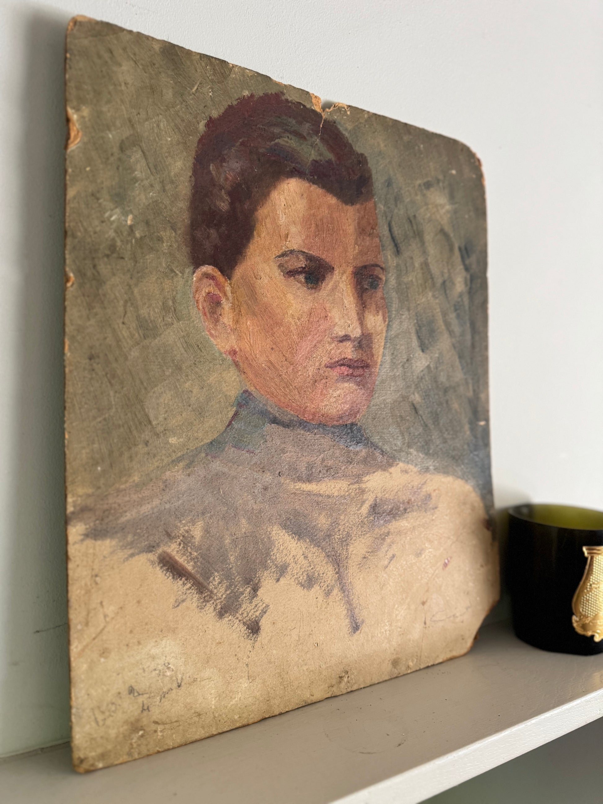 Vintage French Portrait On Board
