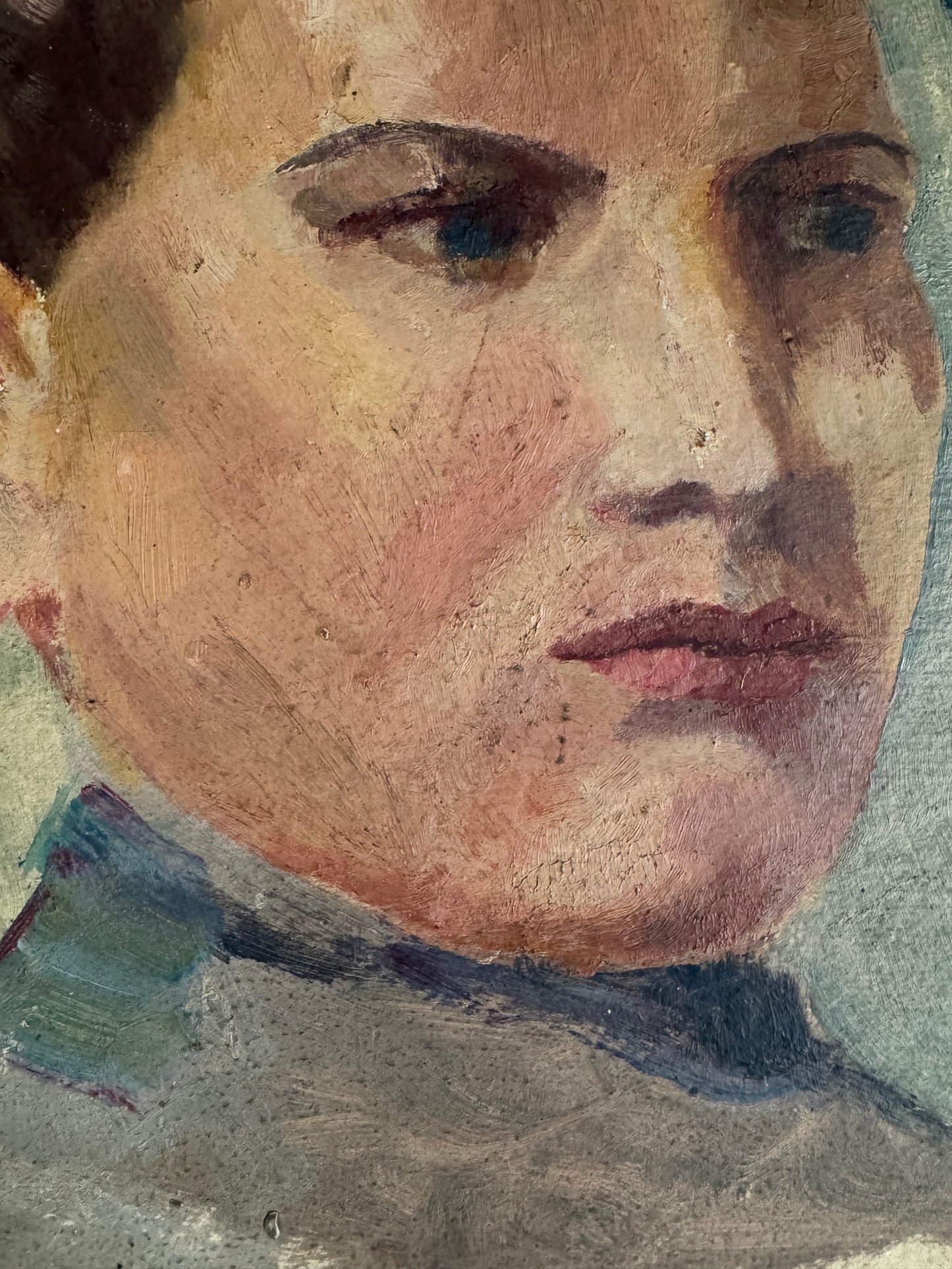 Vintage French Portrait On Board