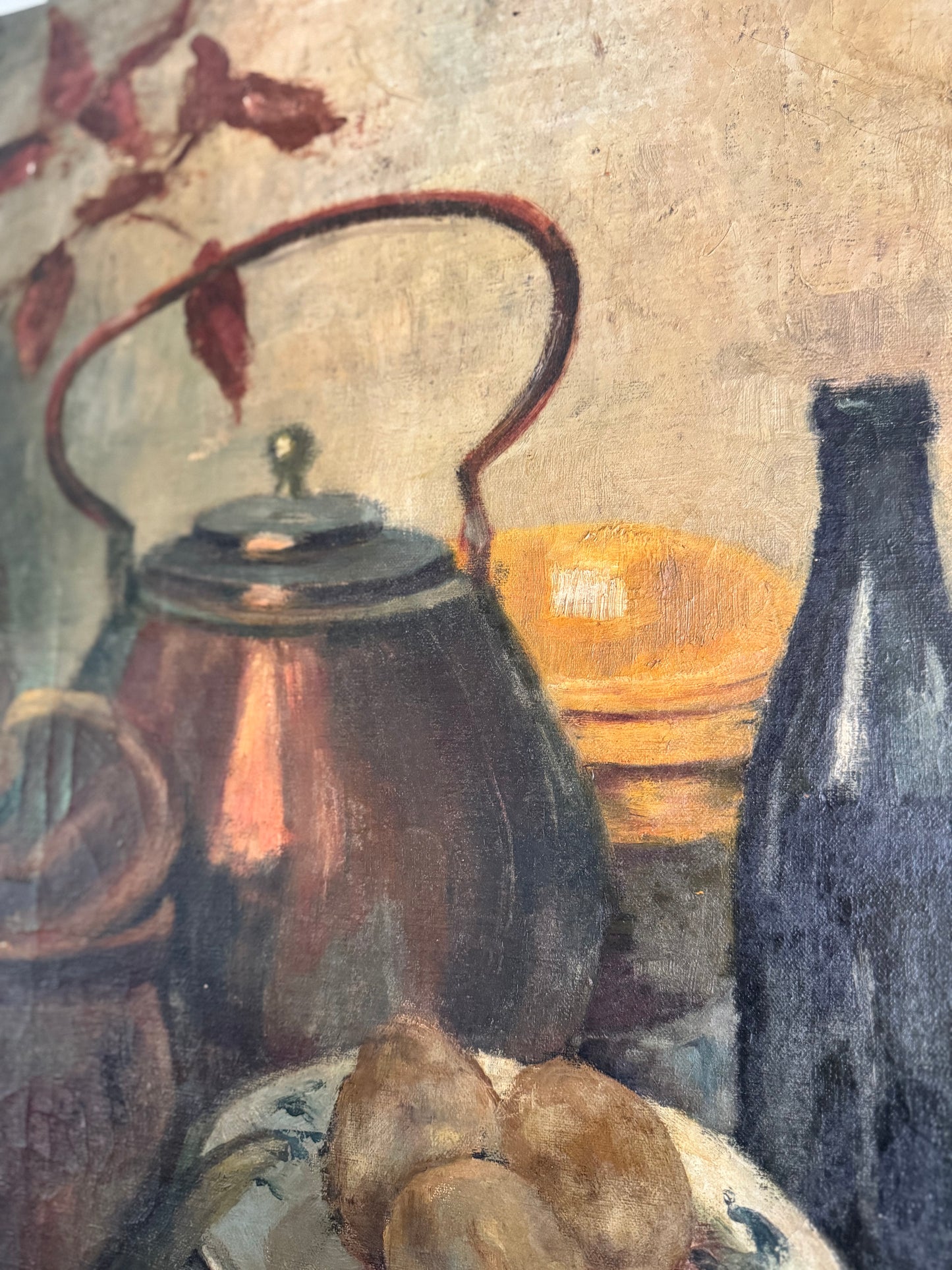 Large Vintage Oil On Canvas French Still Life