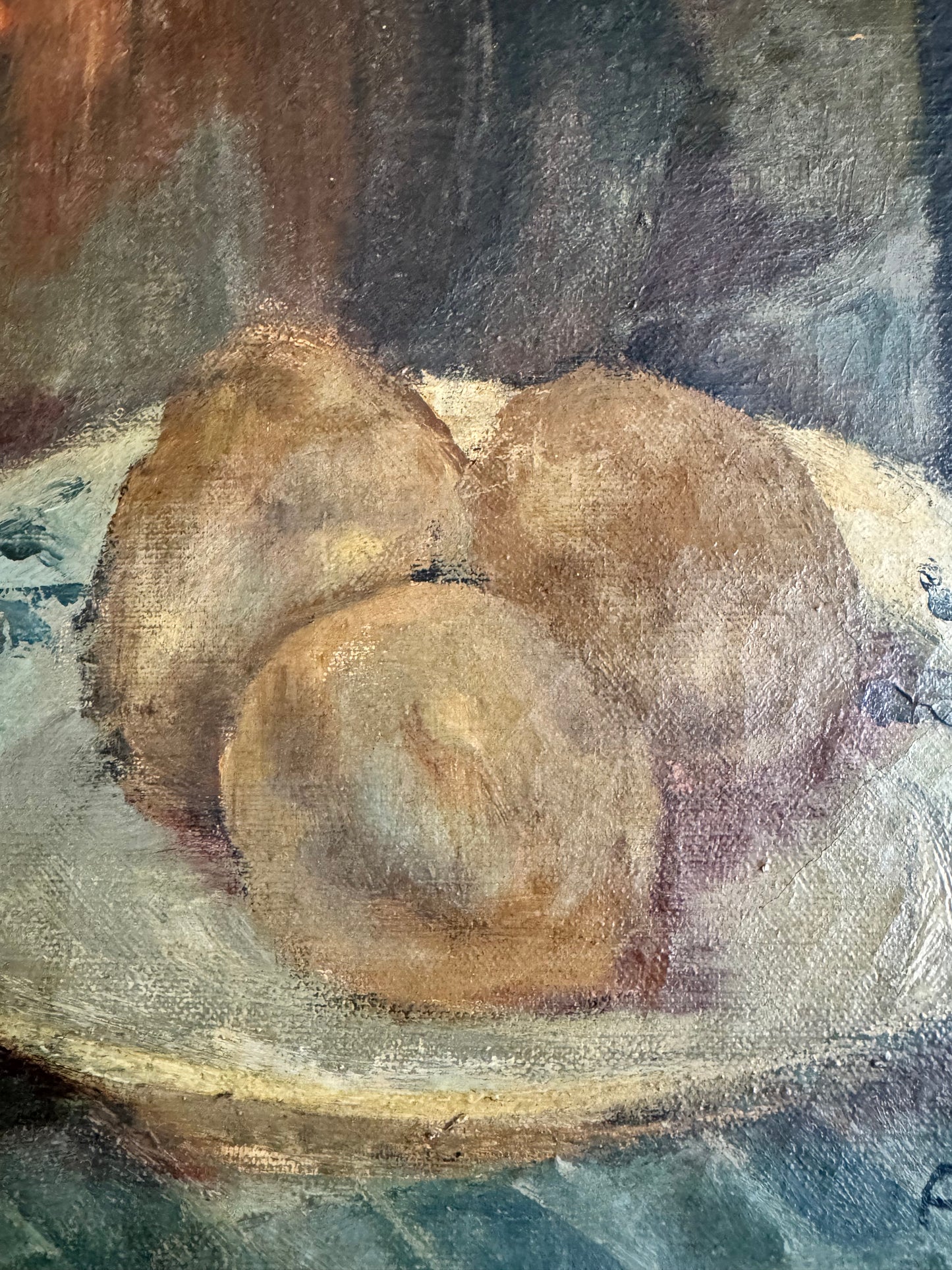 Large Vintage Oil On Canvas French Still Life