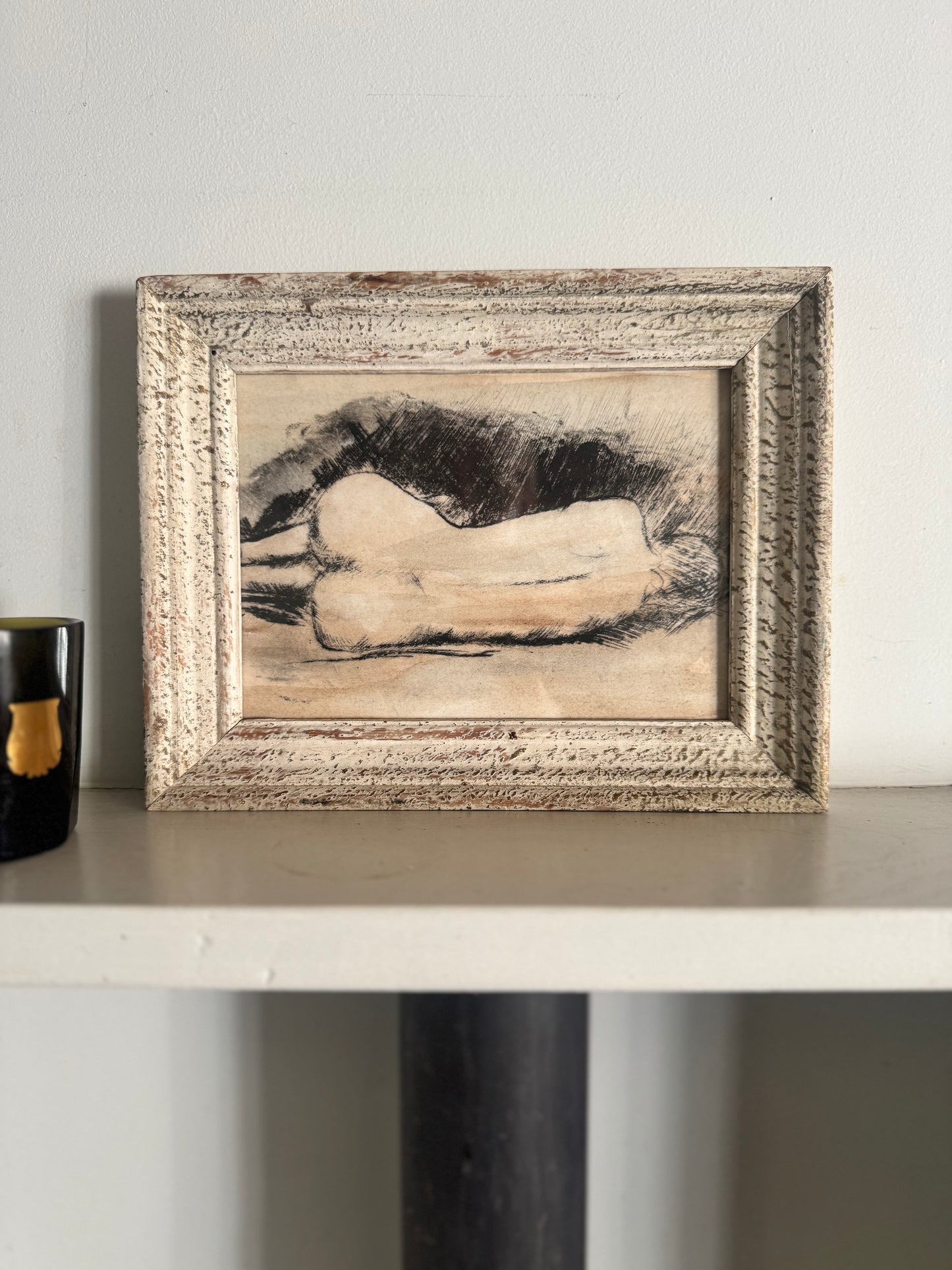 Nude Study Print Framed In Vintage French Frame