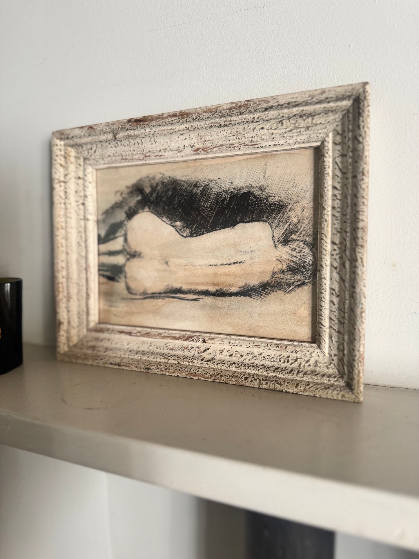 Nude Study Print Framed In Vintage French Frame