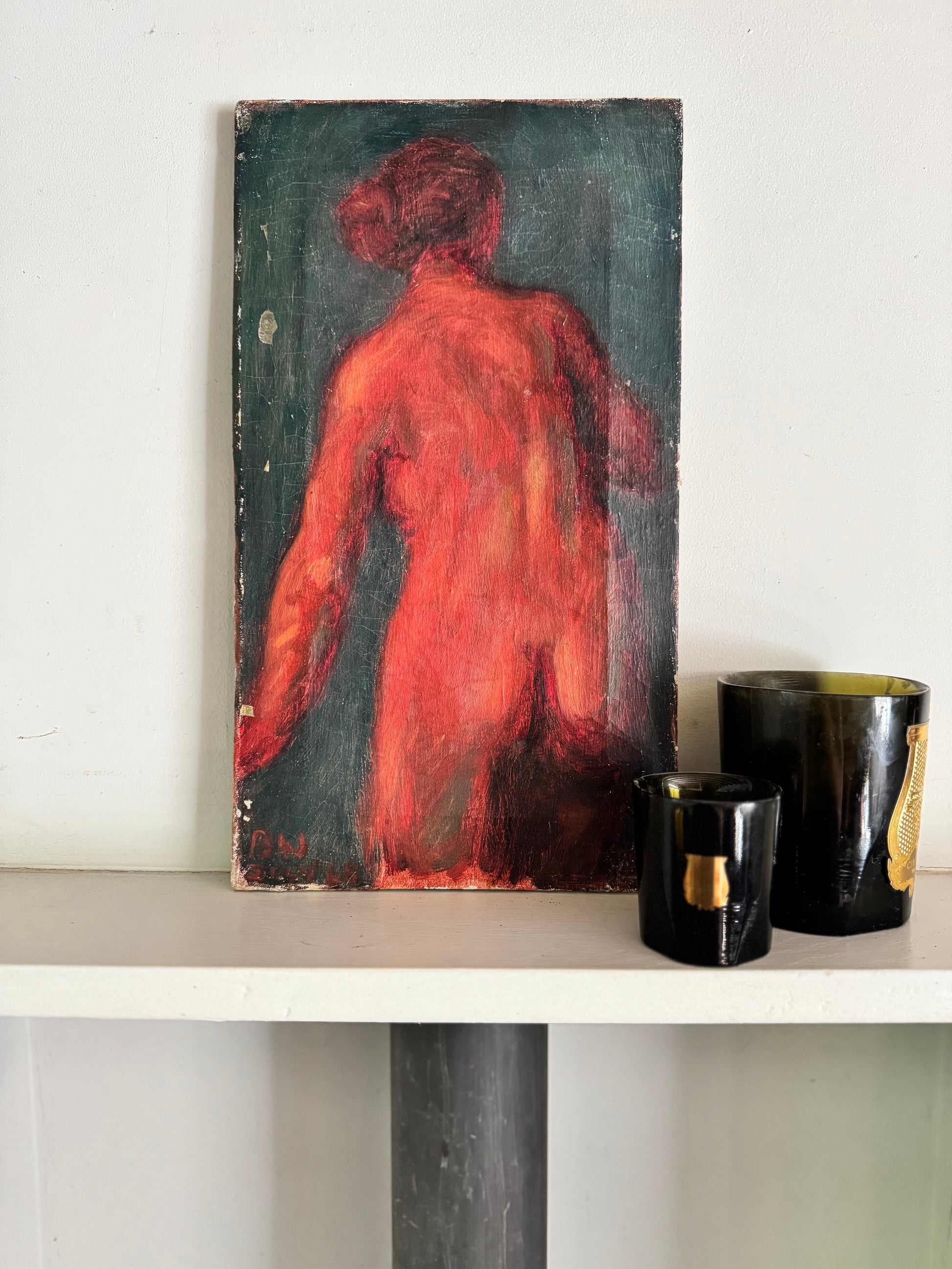 Mid Century British Nude Oil On Canvas