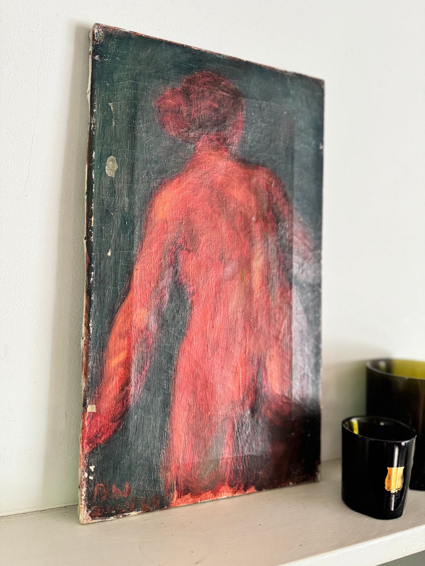 Mid Century British Nude Oil On Canvas