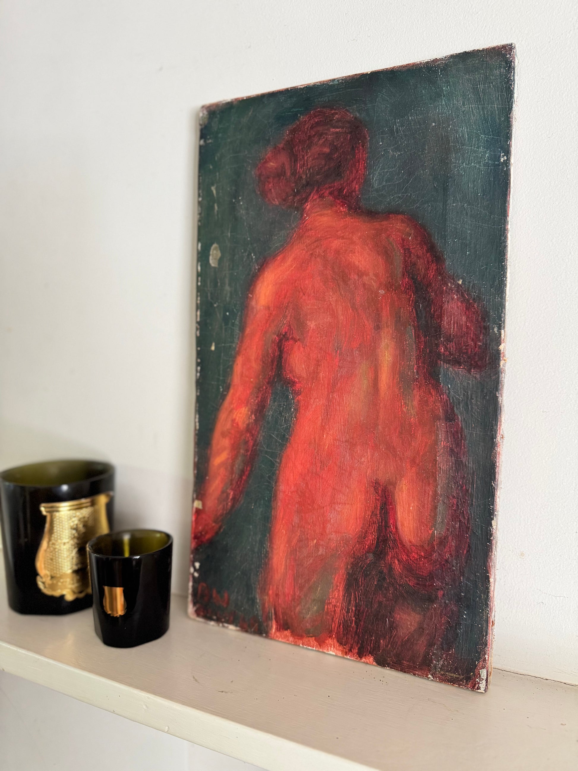 Mid Century British Nude Oil On Canvas