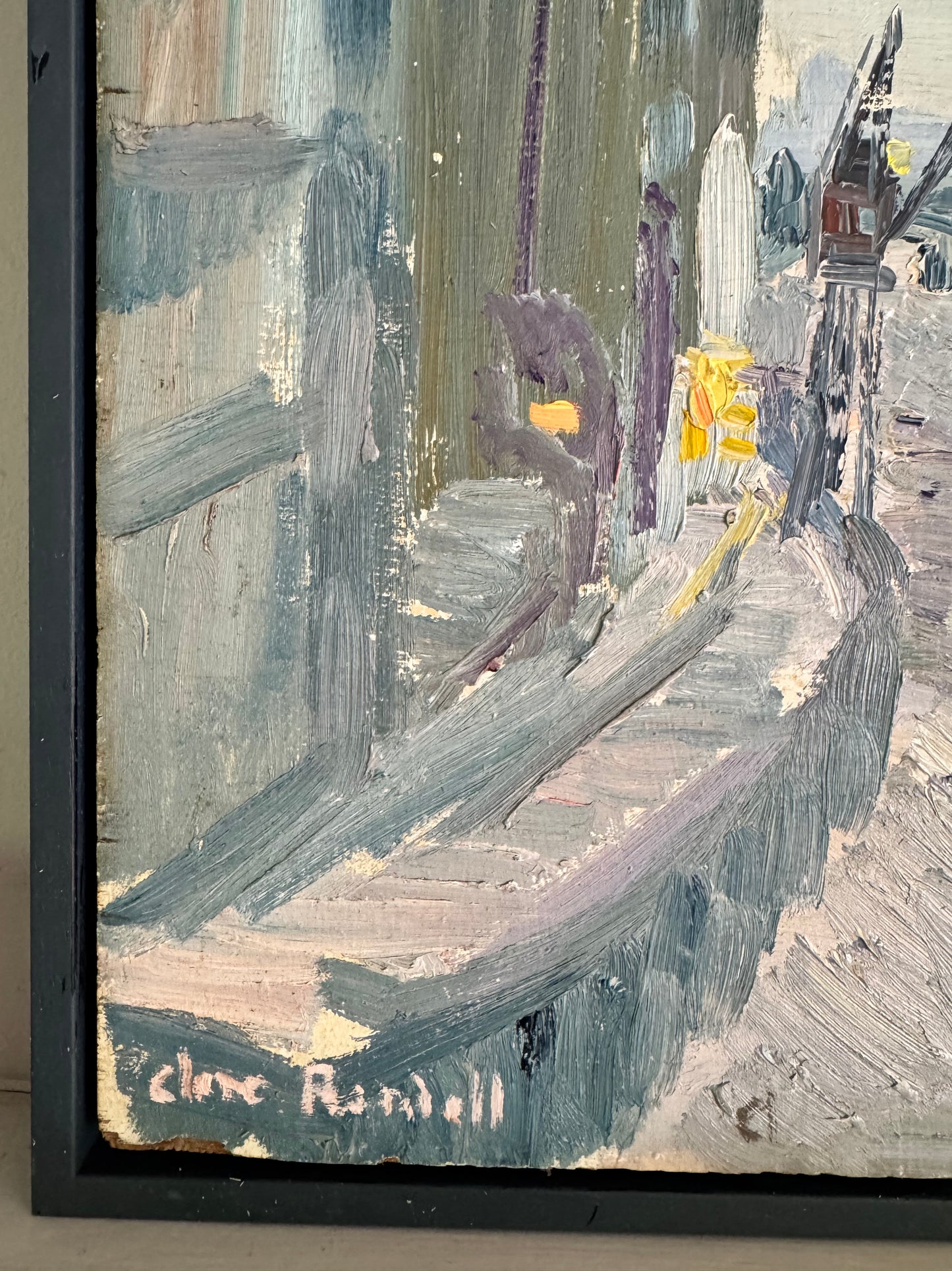 Mid Century View From Southwark Bridge Oil On Wooden Board