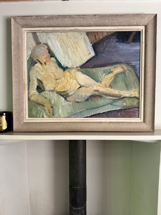 Beautiful Large Mid Century Impasto Nude on Board