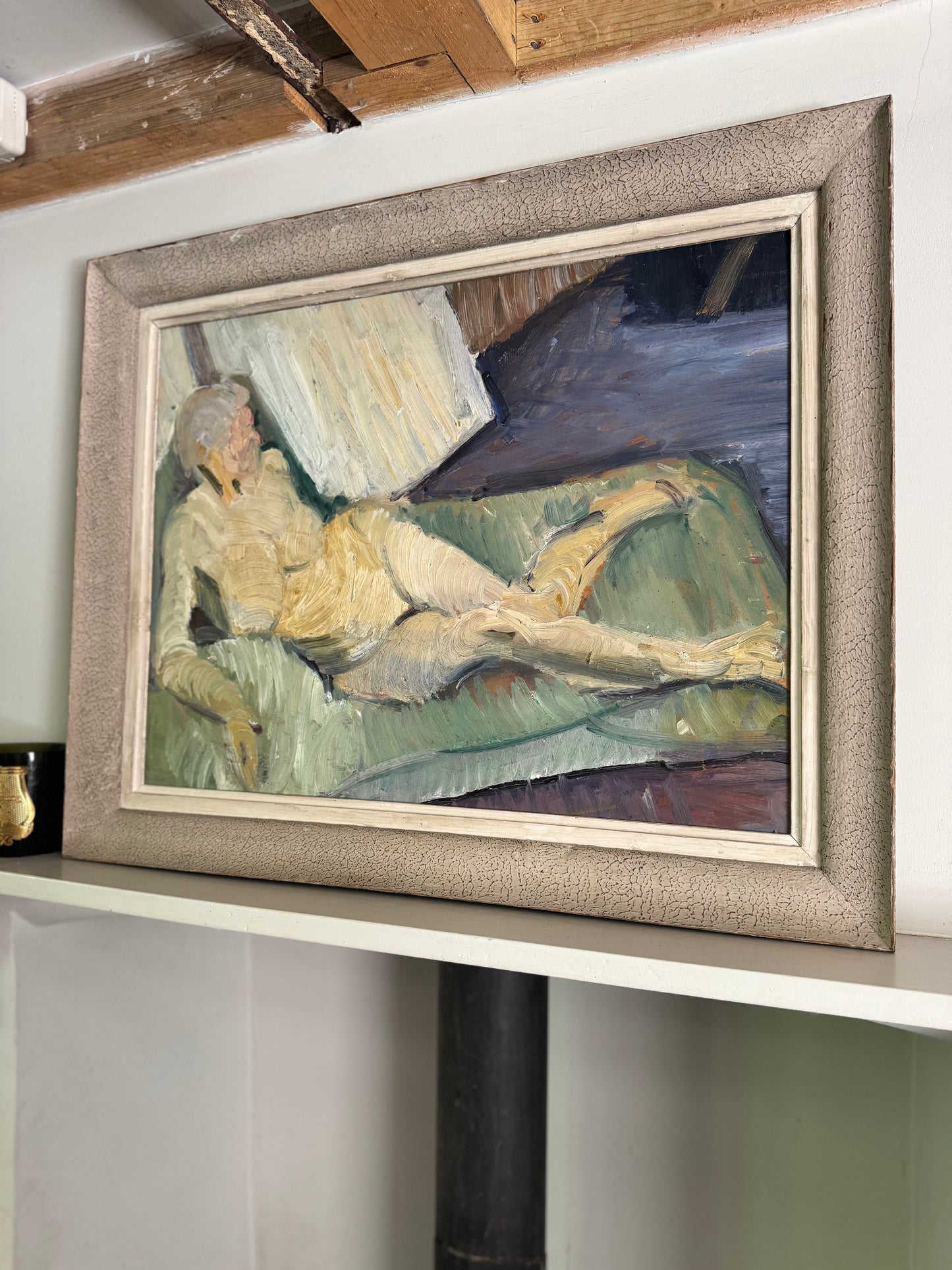 Beautiful Large Mid Century Impasto Nude on Board