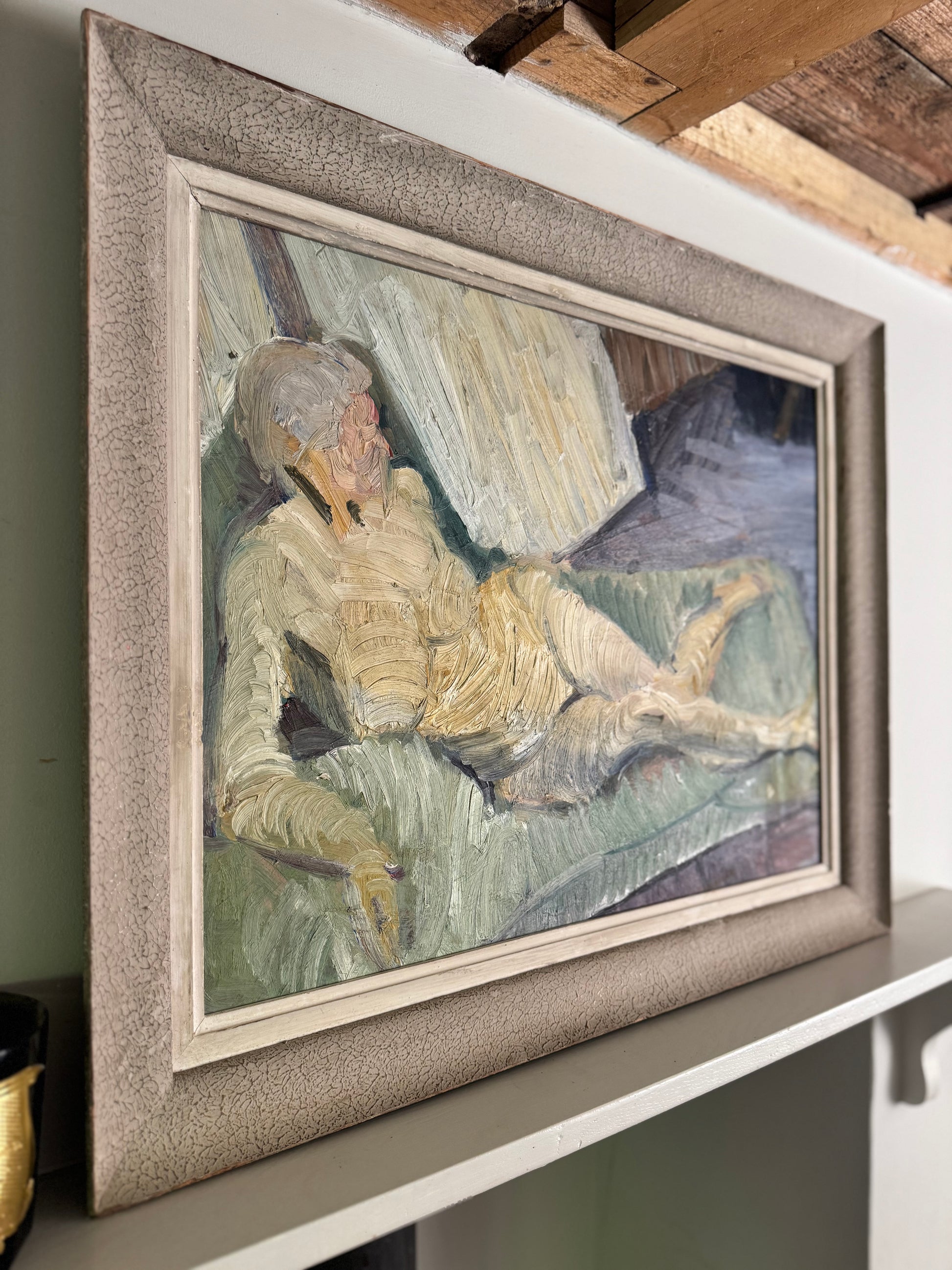 Beautiful Large Mid Century Impasto Nude on Board