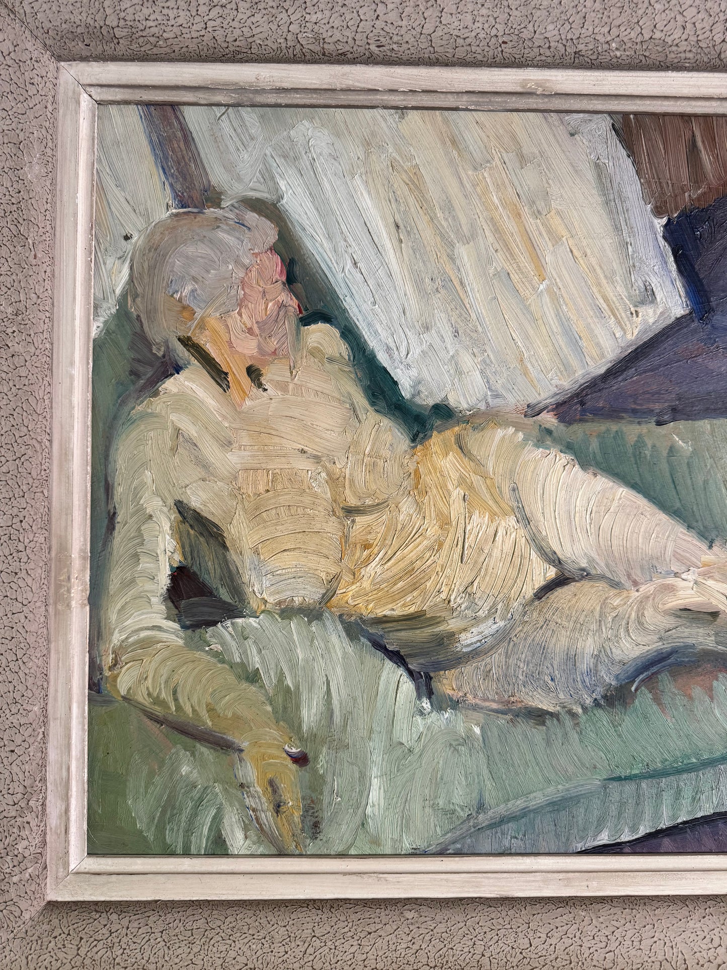 Beautiful Large Mid Century Impasto Nude on Board